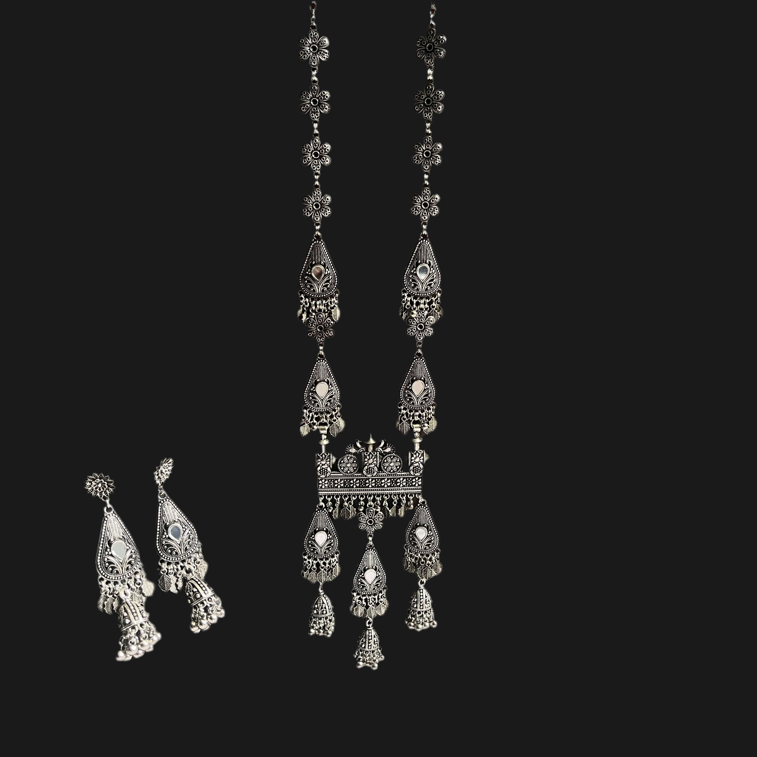 Ritika Oxidised Gujarati Jewellery Set with Earrings – Navratri Ethnic Collection