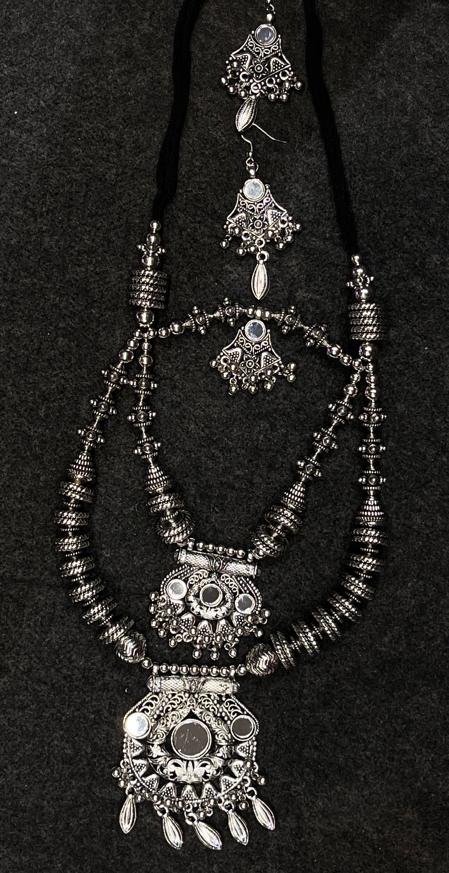 Pari Oxidised Traditional Jewellery triple layer Set – Navratri Garba Gujarati Ethnic Look