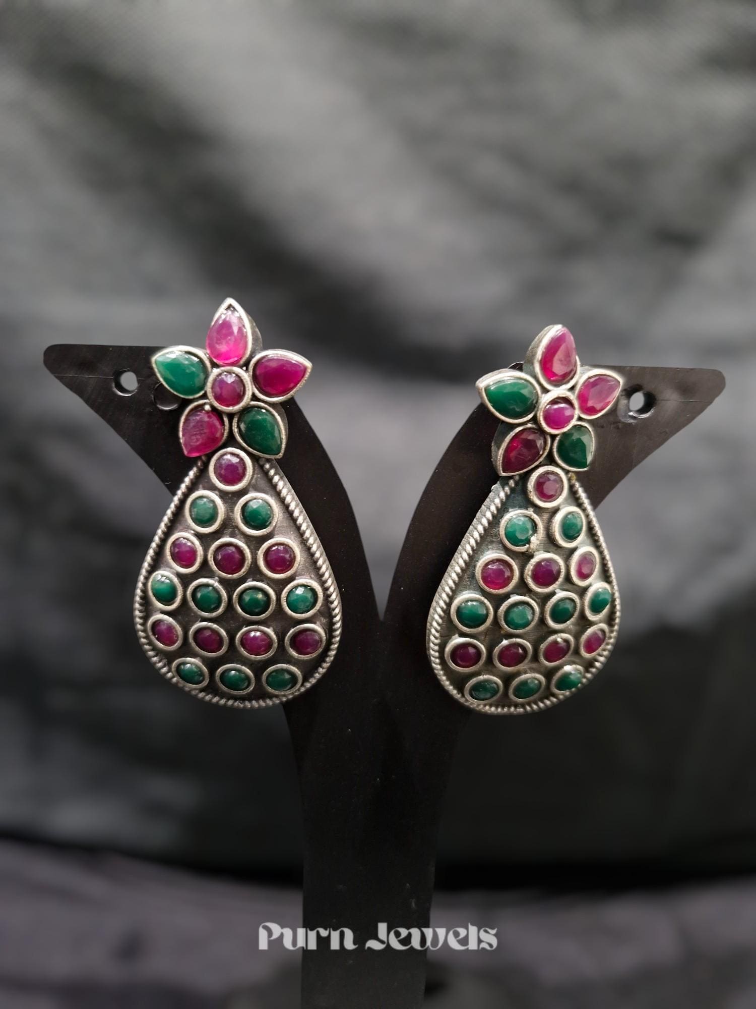 Aadhya Oval Oxidised Earrings