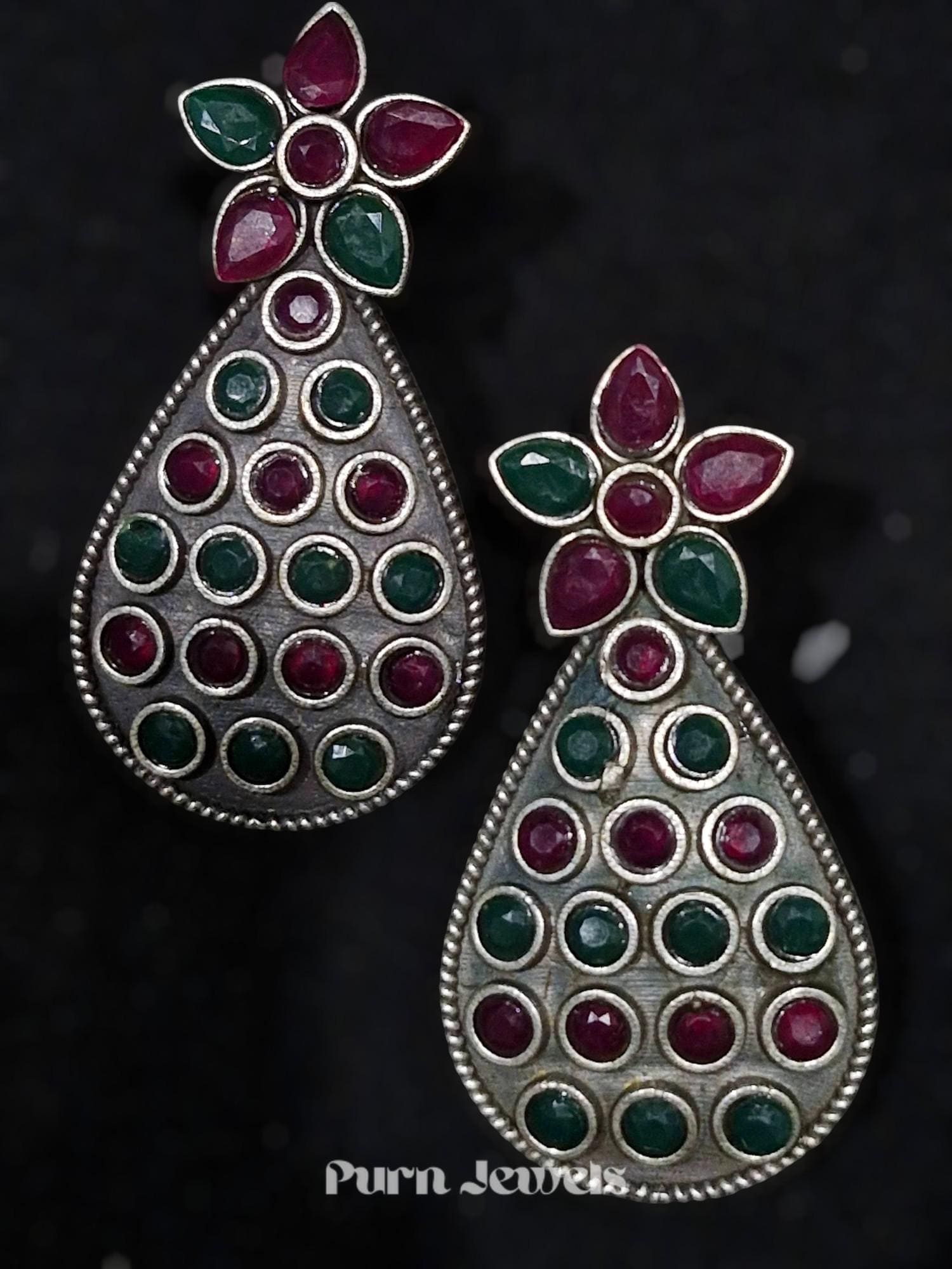 Aadhya Oval Oxidised Earrings