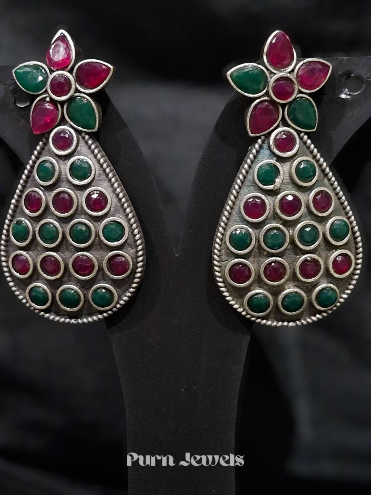 Aadhya Oval Oxidised Earrings