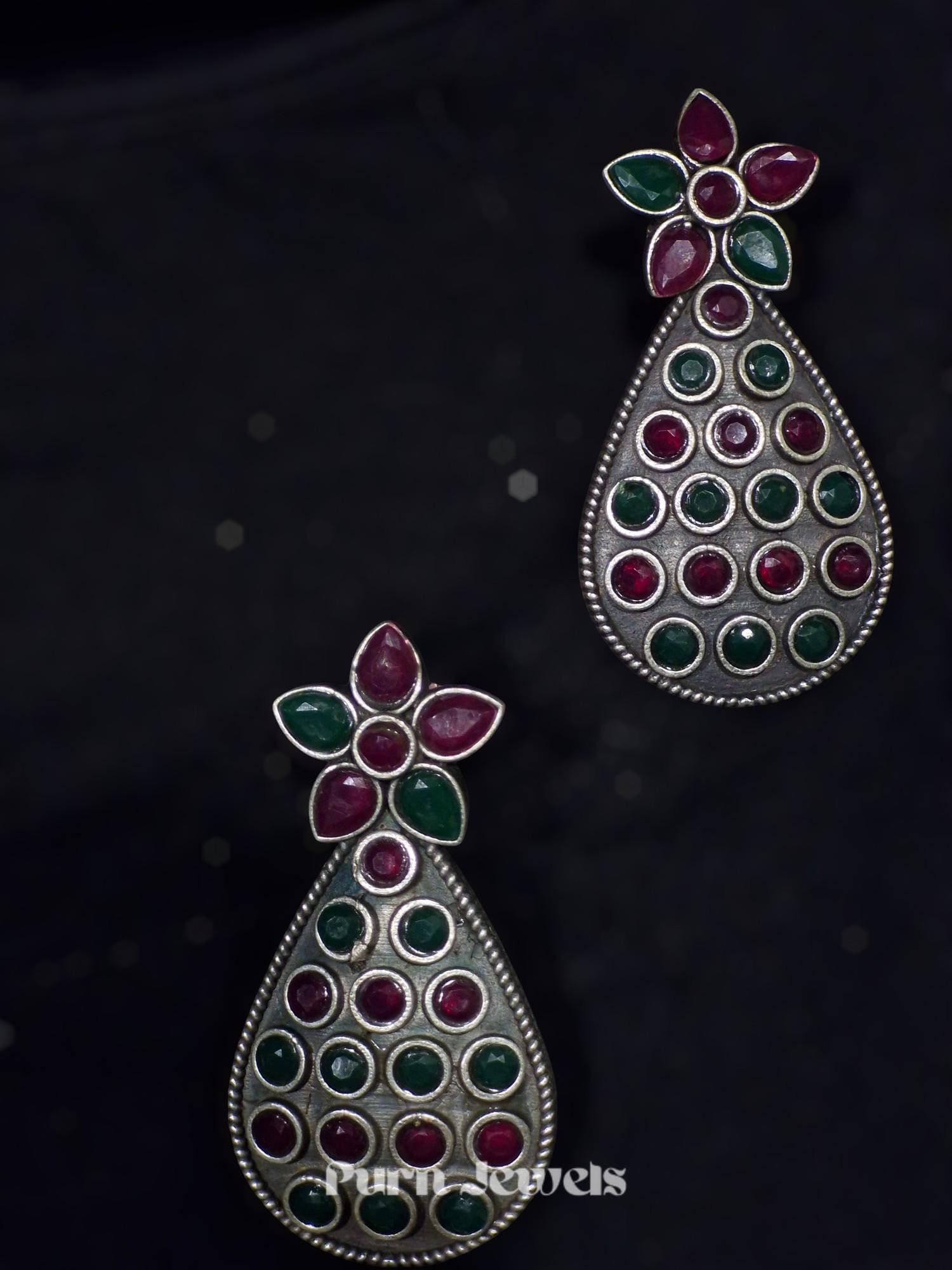 Aadhya Oval Oxidised Earrings