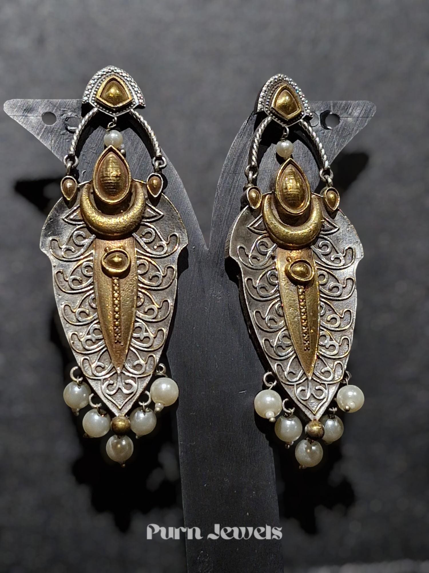 Ishita Dual Tone Oxidised Earrings