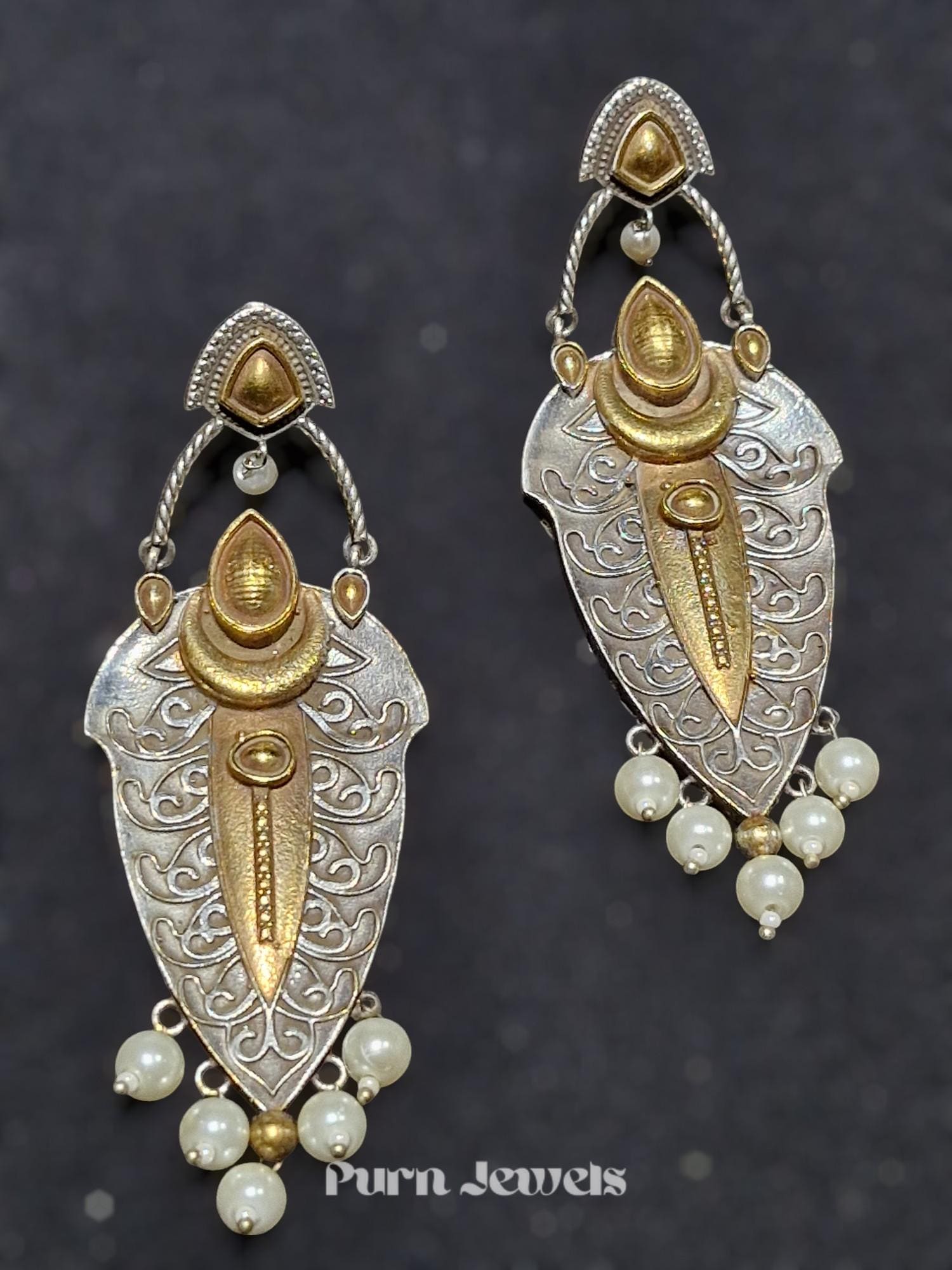 Ishita Dual Tone Oxidised Earrings