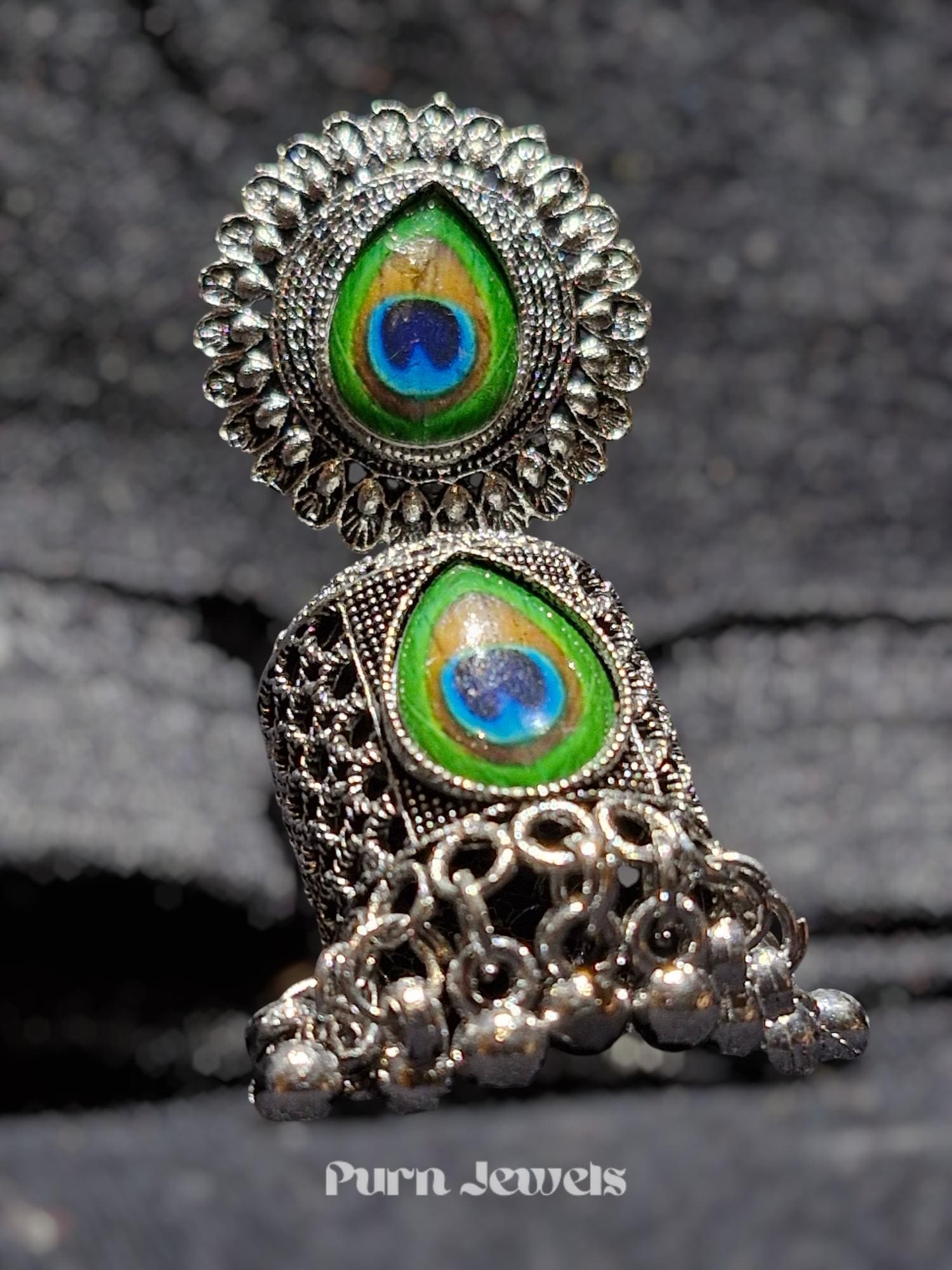 Udyati Morpankh Oxidised Earrings