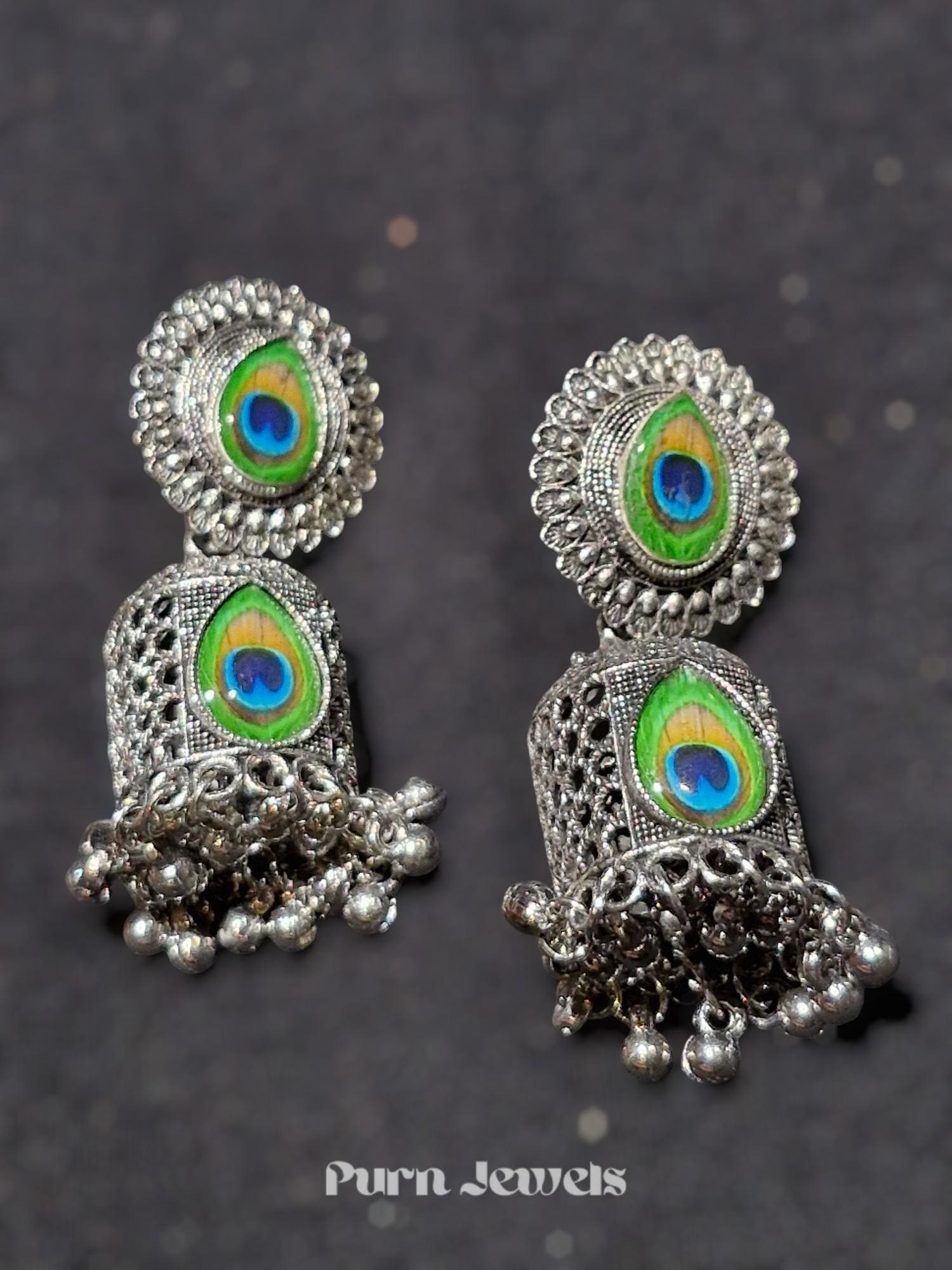 Udyati Morpankh Oxidised Earrings