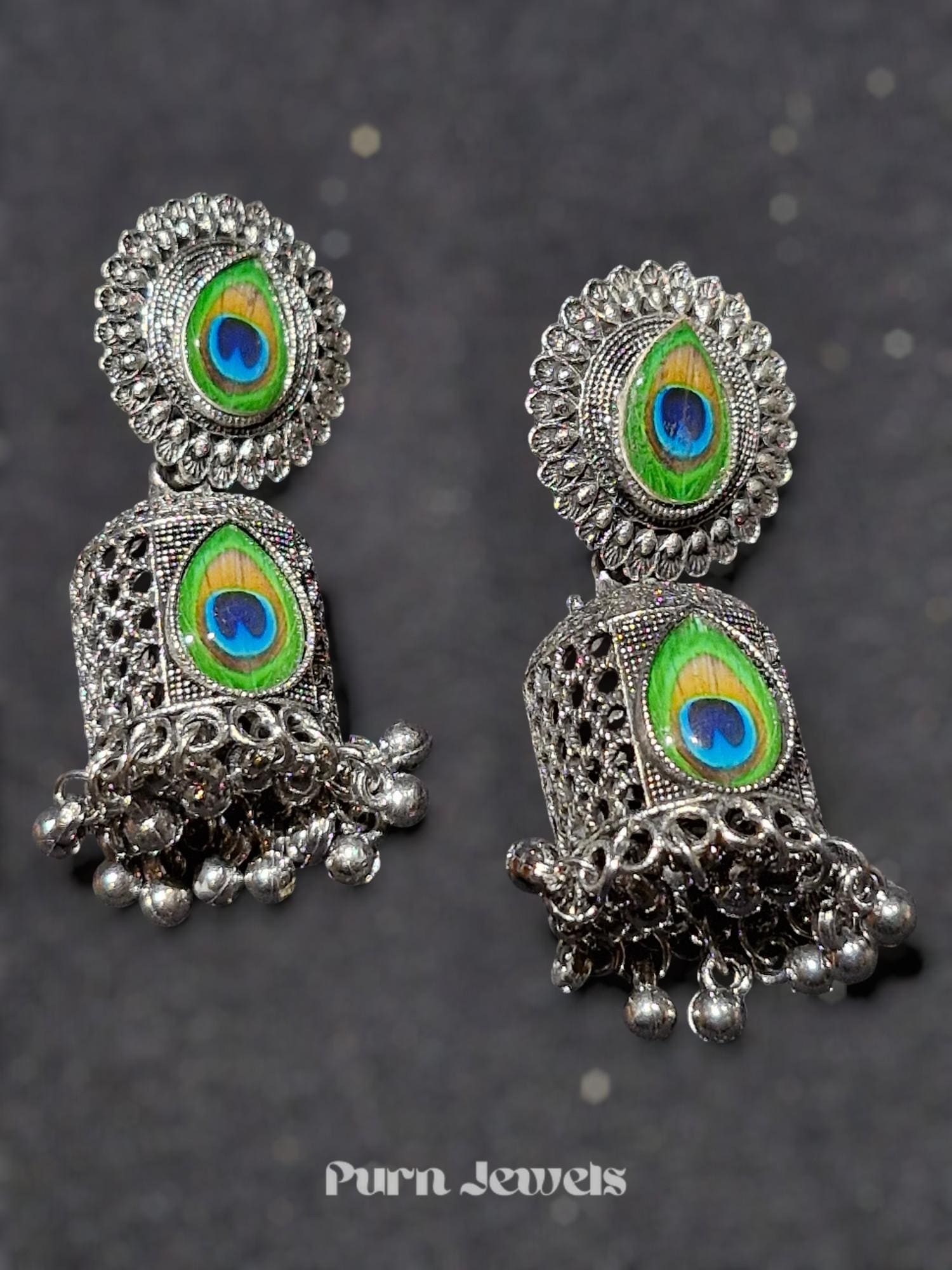 Udyati Morpankh Oxidised Earrings