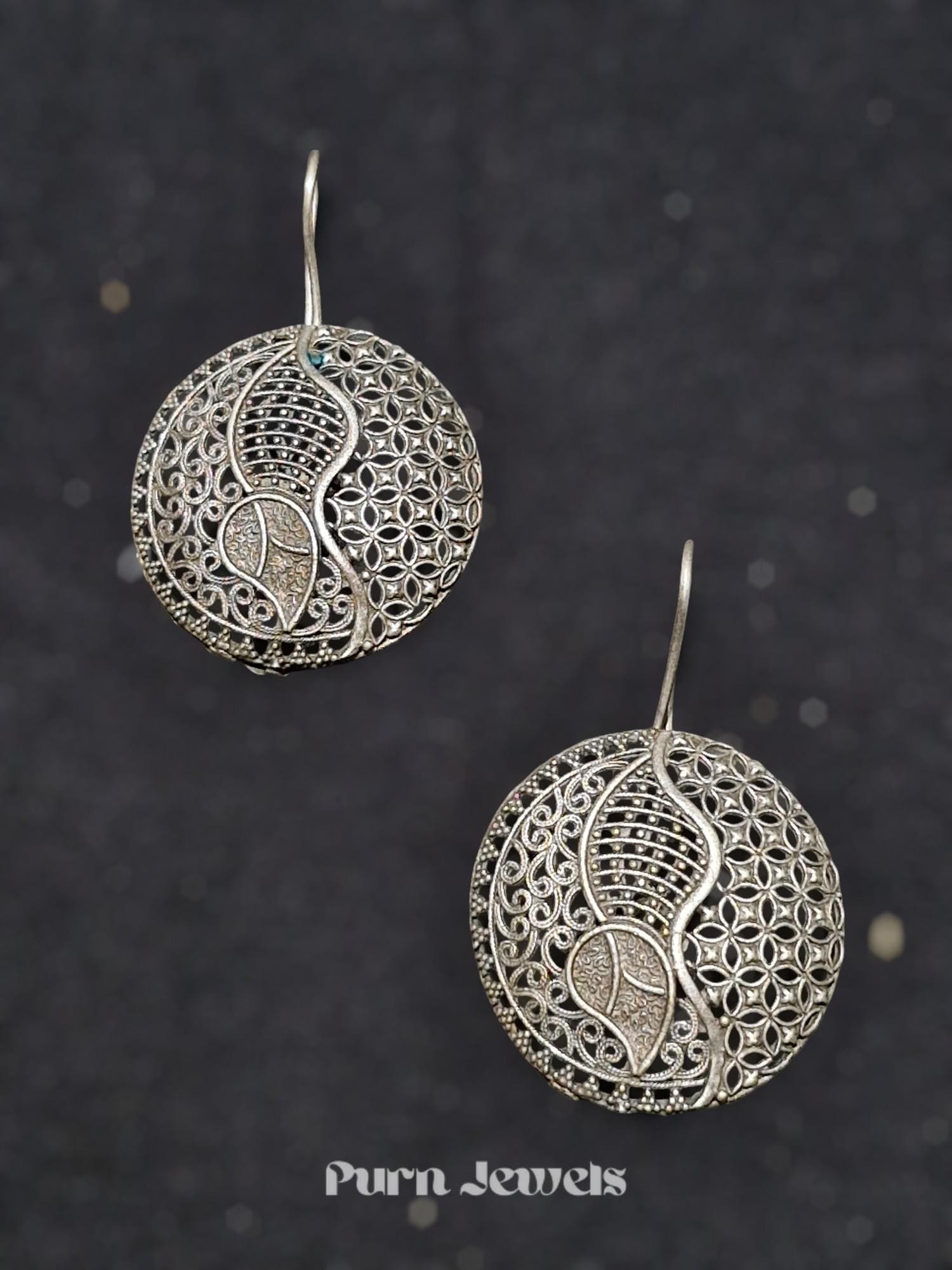 Tisya Floral Oxidised Earrings