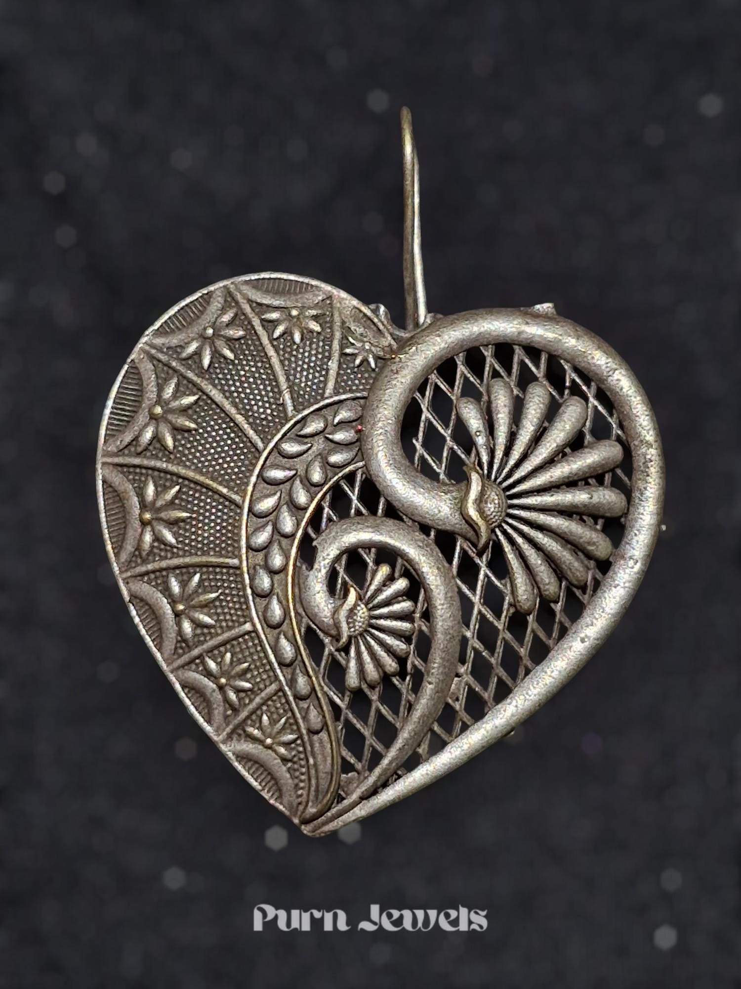 Sanaya Heart Oxidised Earrings