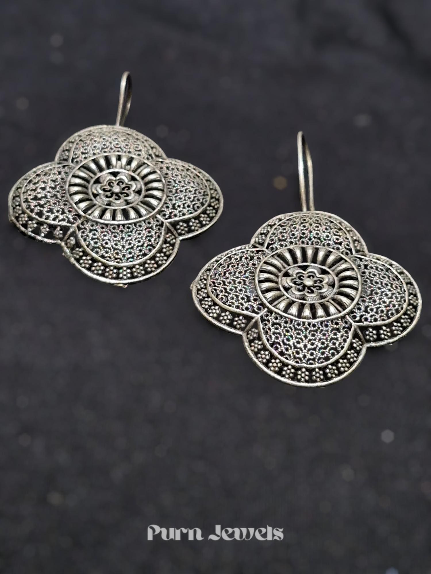 Samaira Mandala Oxidised Earrings