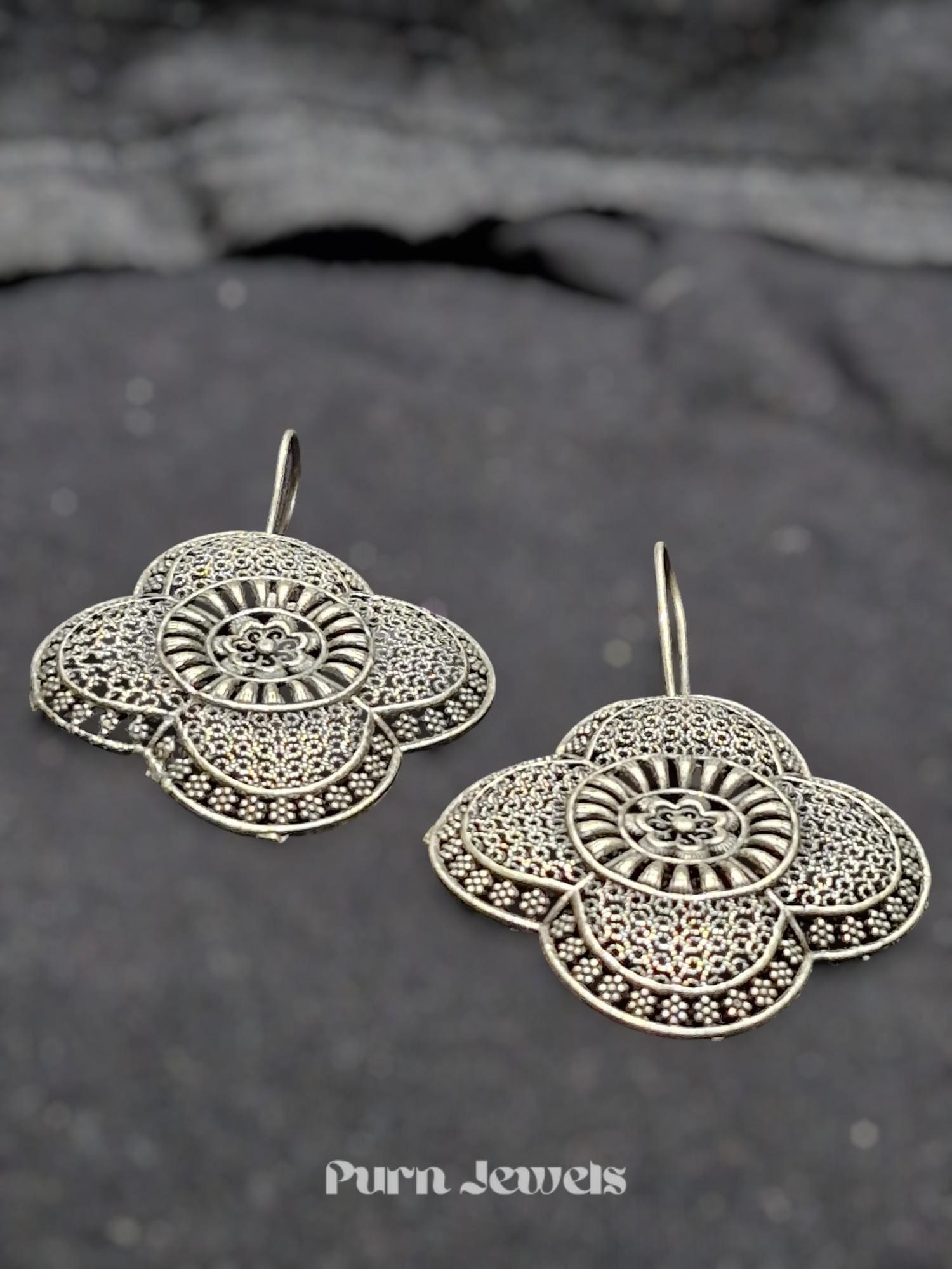 Samaira Mandala Oxidised Earrings