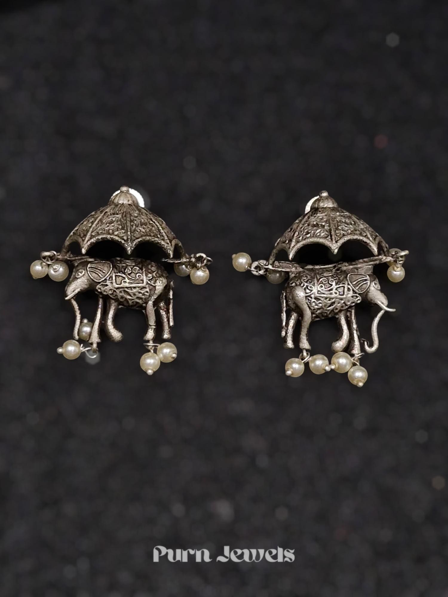 Ryka Elephant Oxidised Earrings