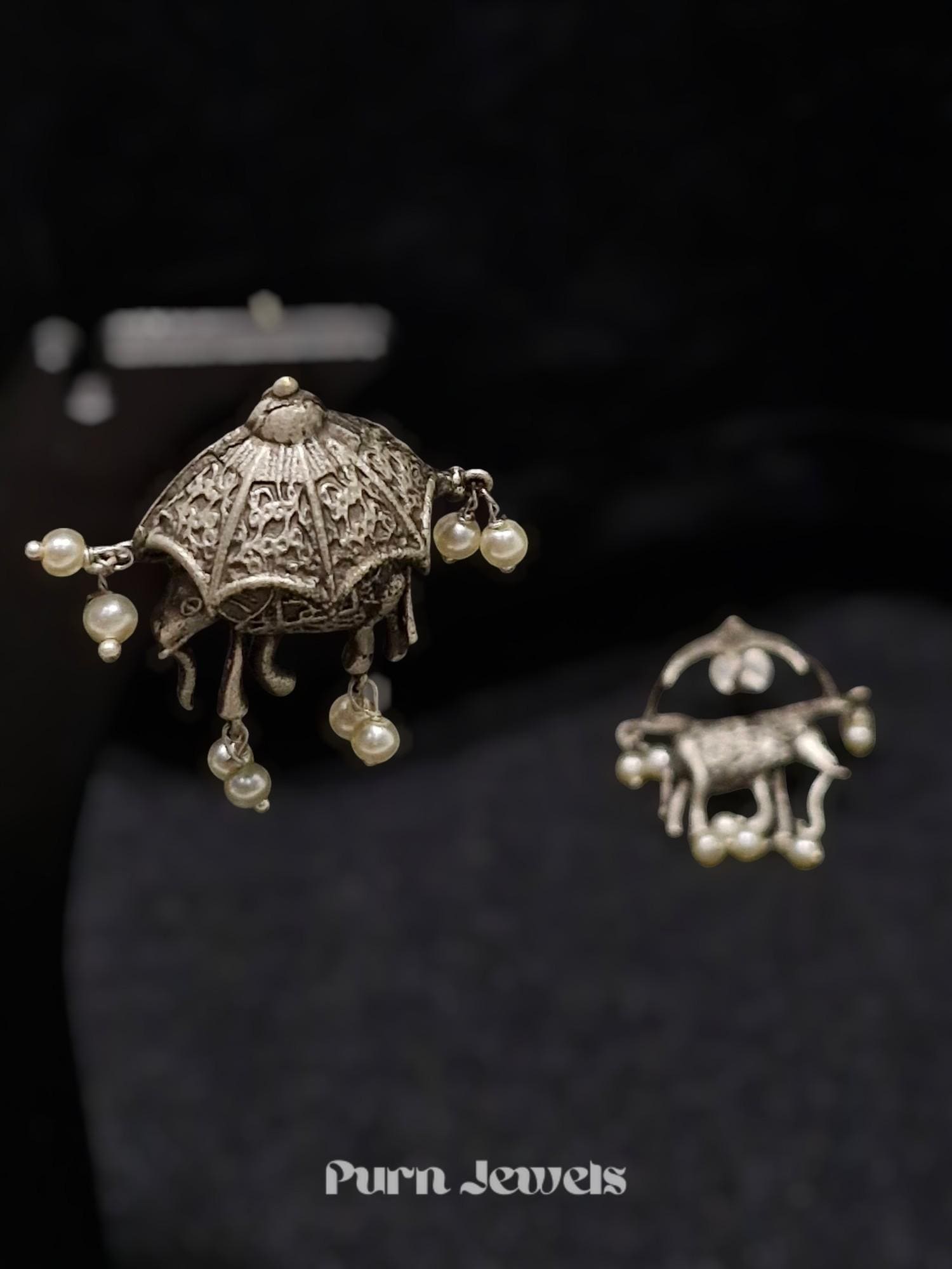 Ryka Elephant Oxidised Earrings