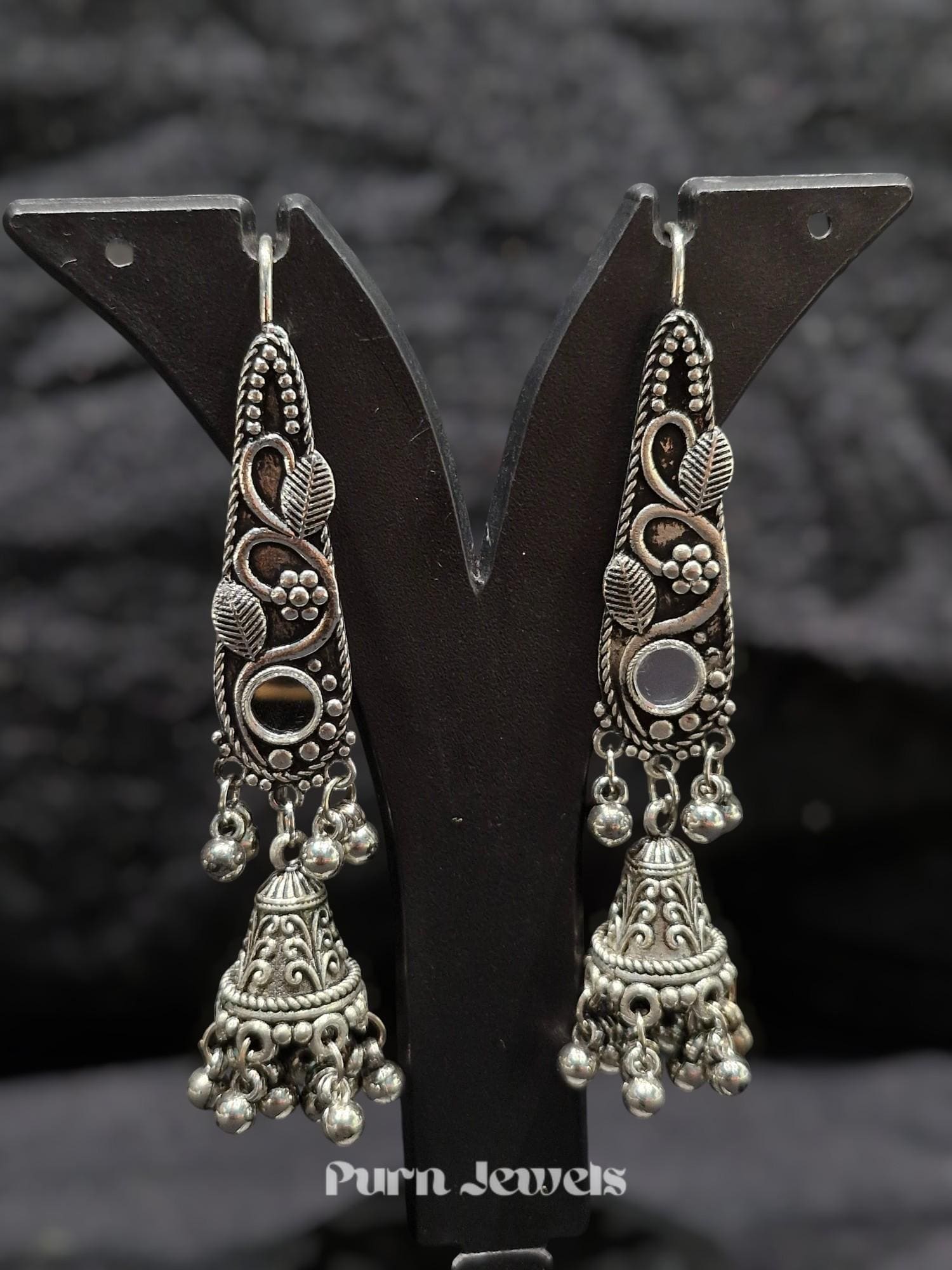 Navya Long Oxidised Earrings