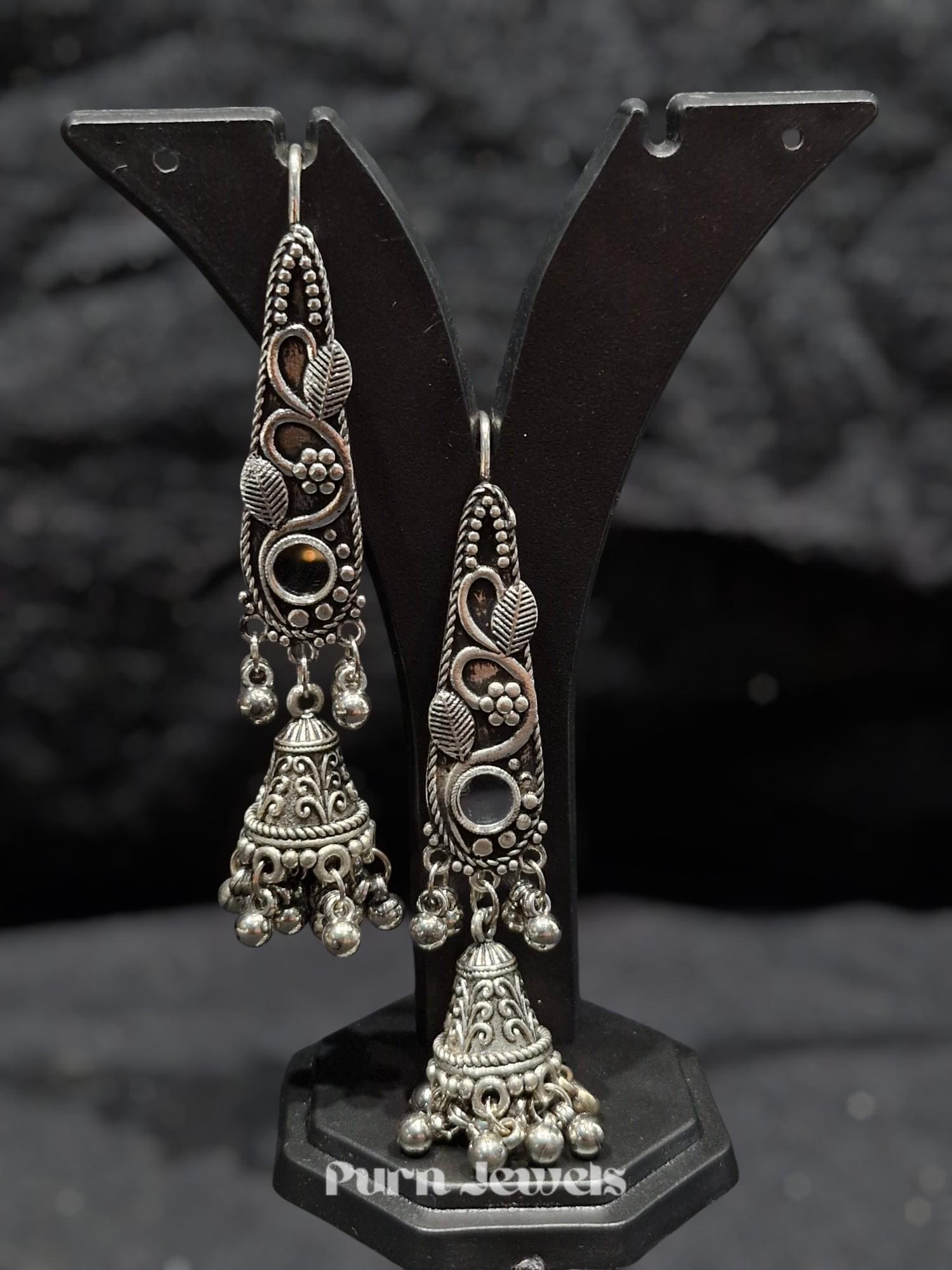 Navya Long Oxidised Earrings