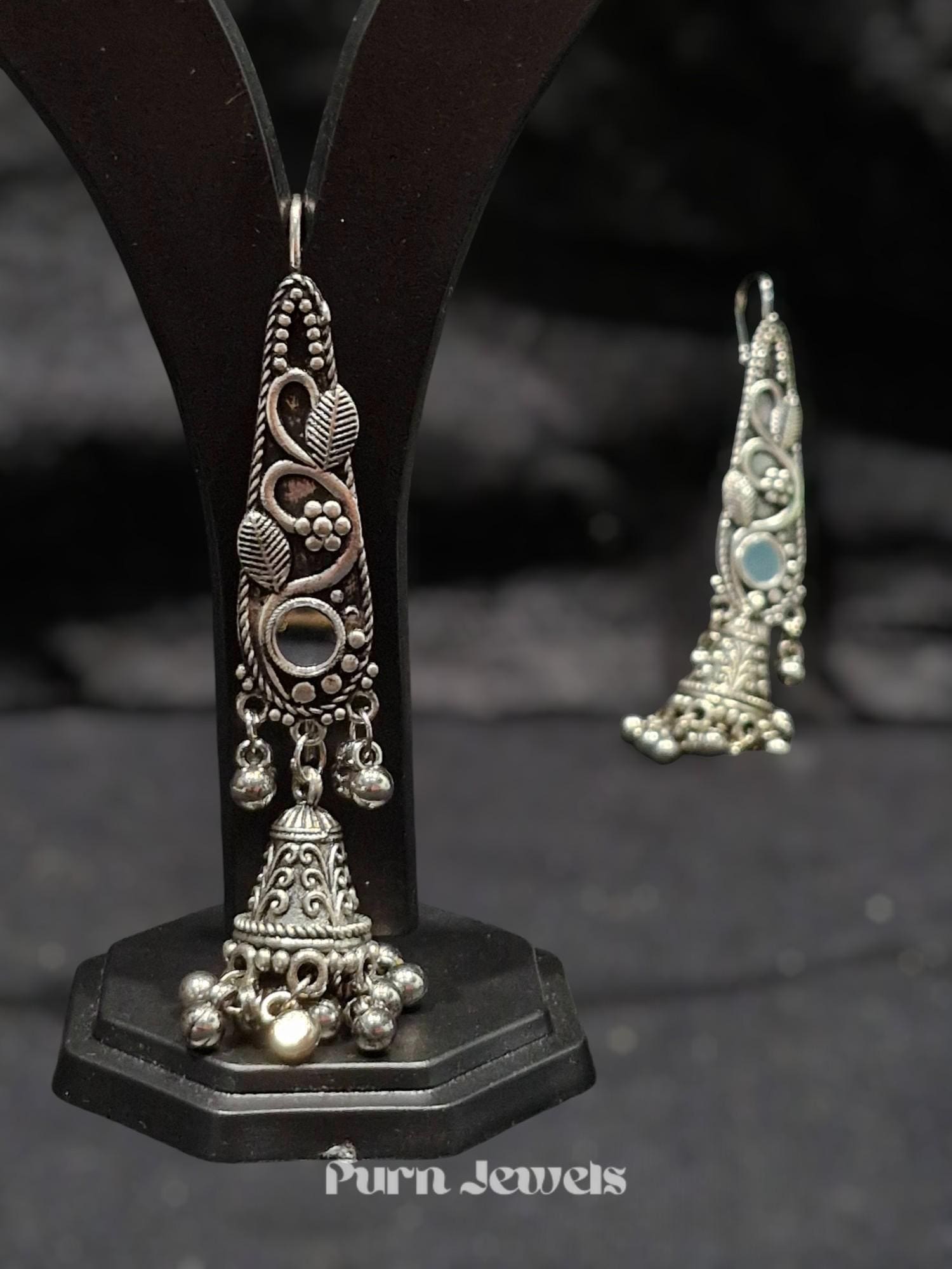 Navya Long Oxidised Earrings