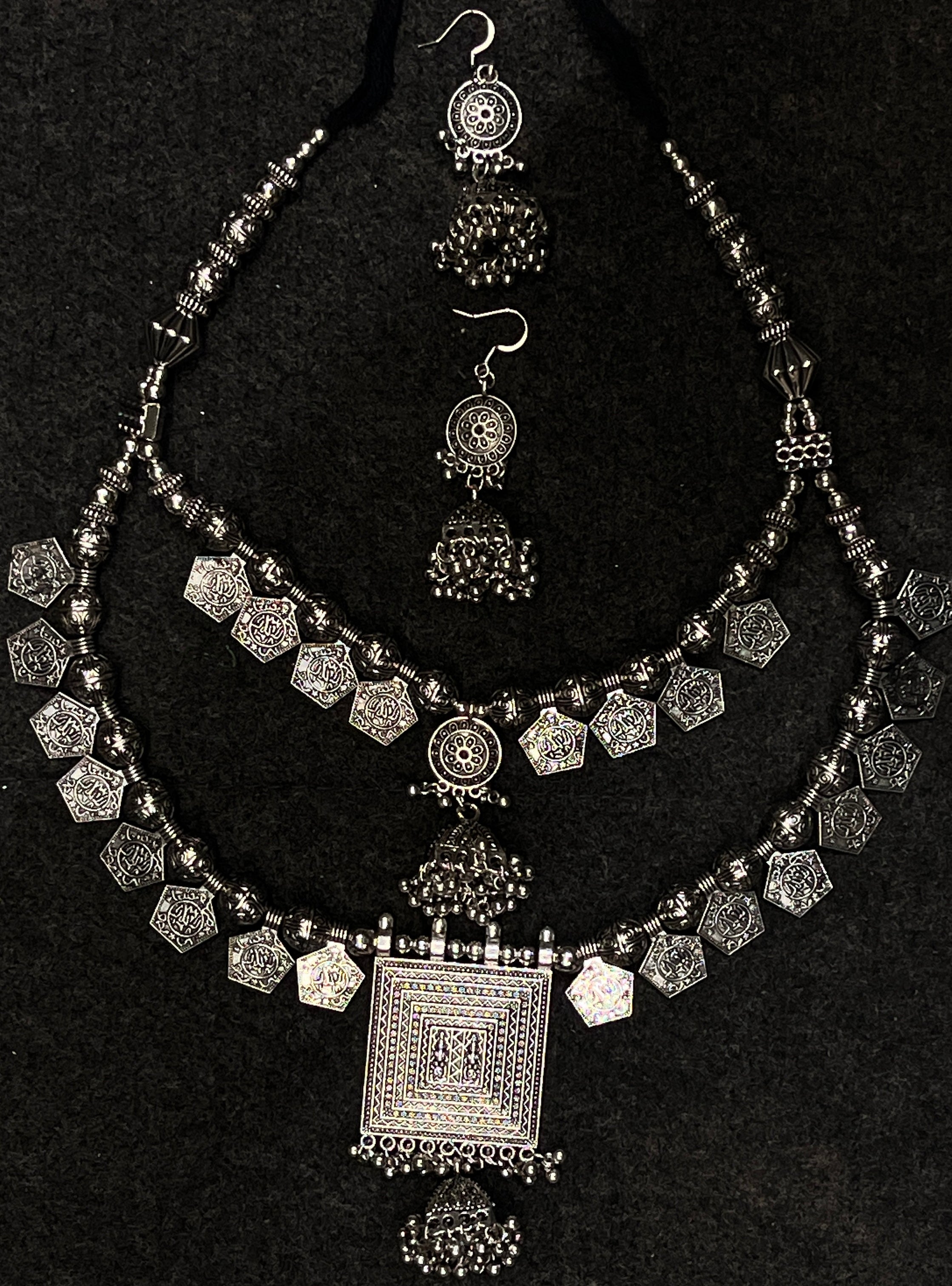 Rupal Oxidised Gujarati Jewellery Set with Earrings – Navratri Ethnic Statement Piece