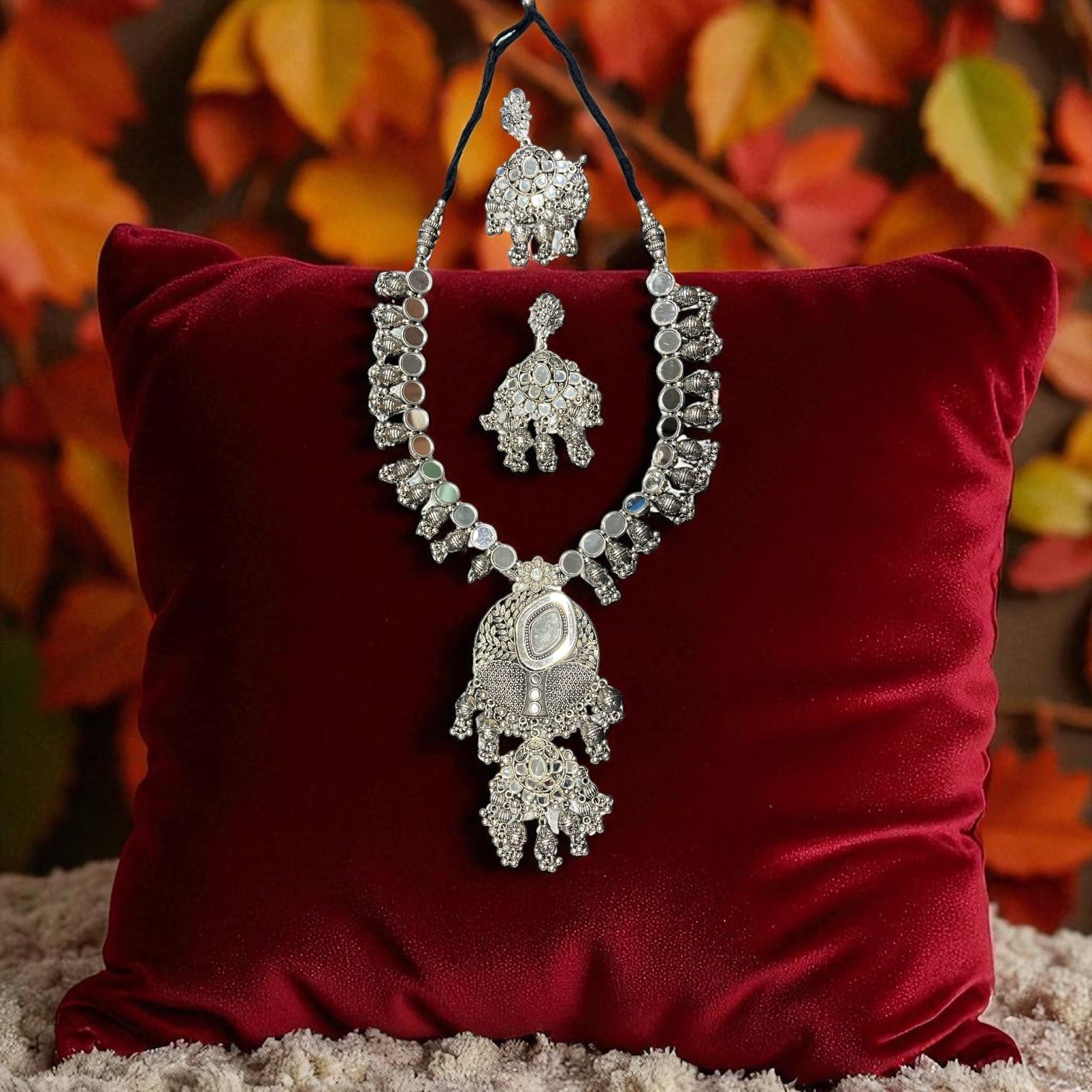 Priya Oxidised Ethnic Navratri Jewellery Set with Earrings – Gujarati Garba Collection