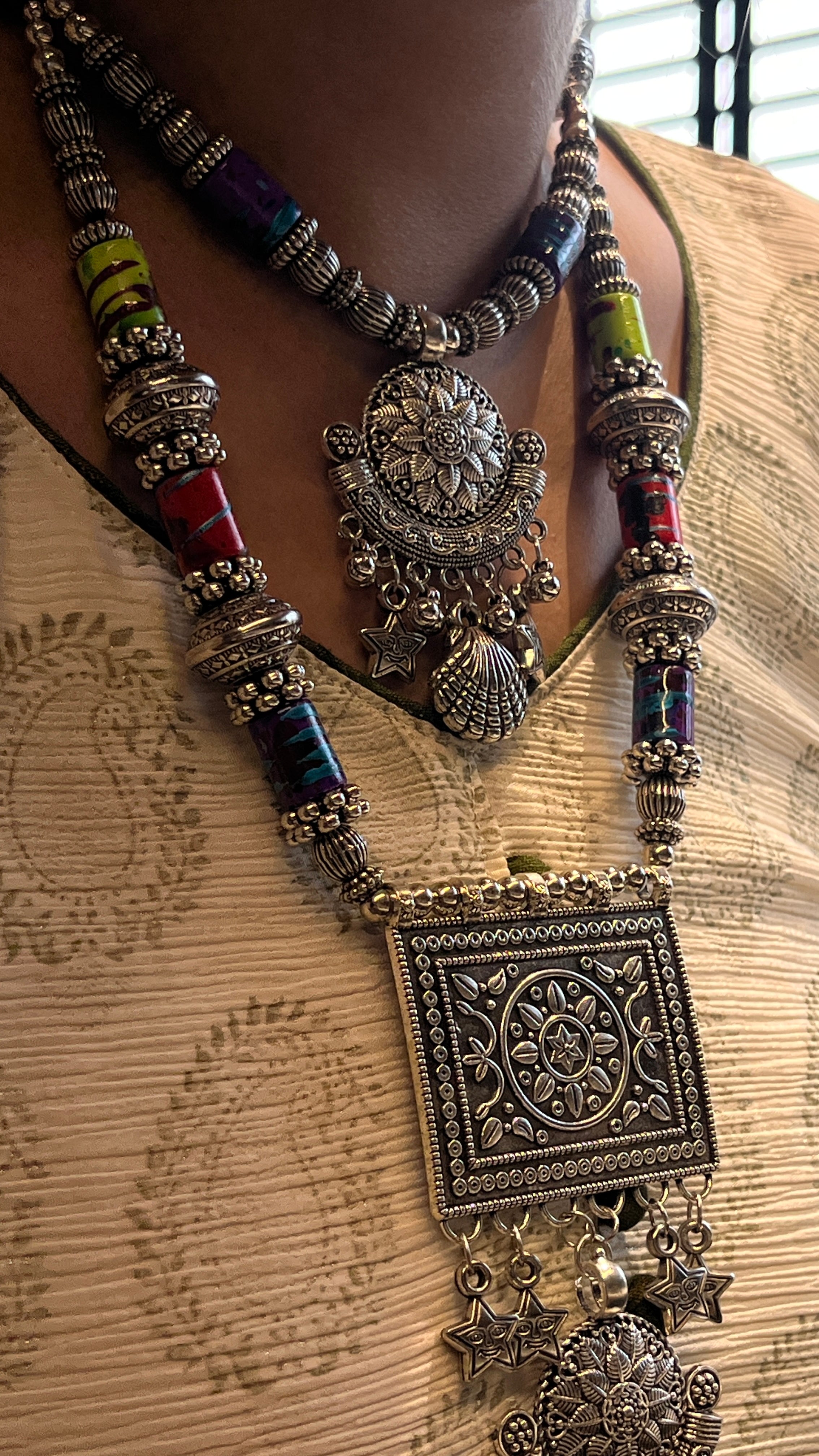 Vanya Gujarati Oxidised Jewellery Set with Earrings – Ethnic Navratri Look
