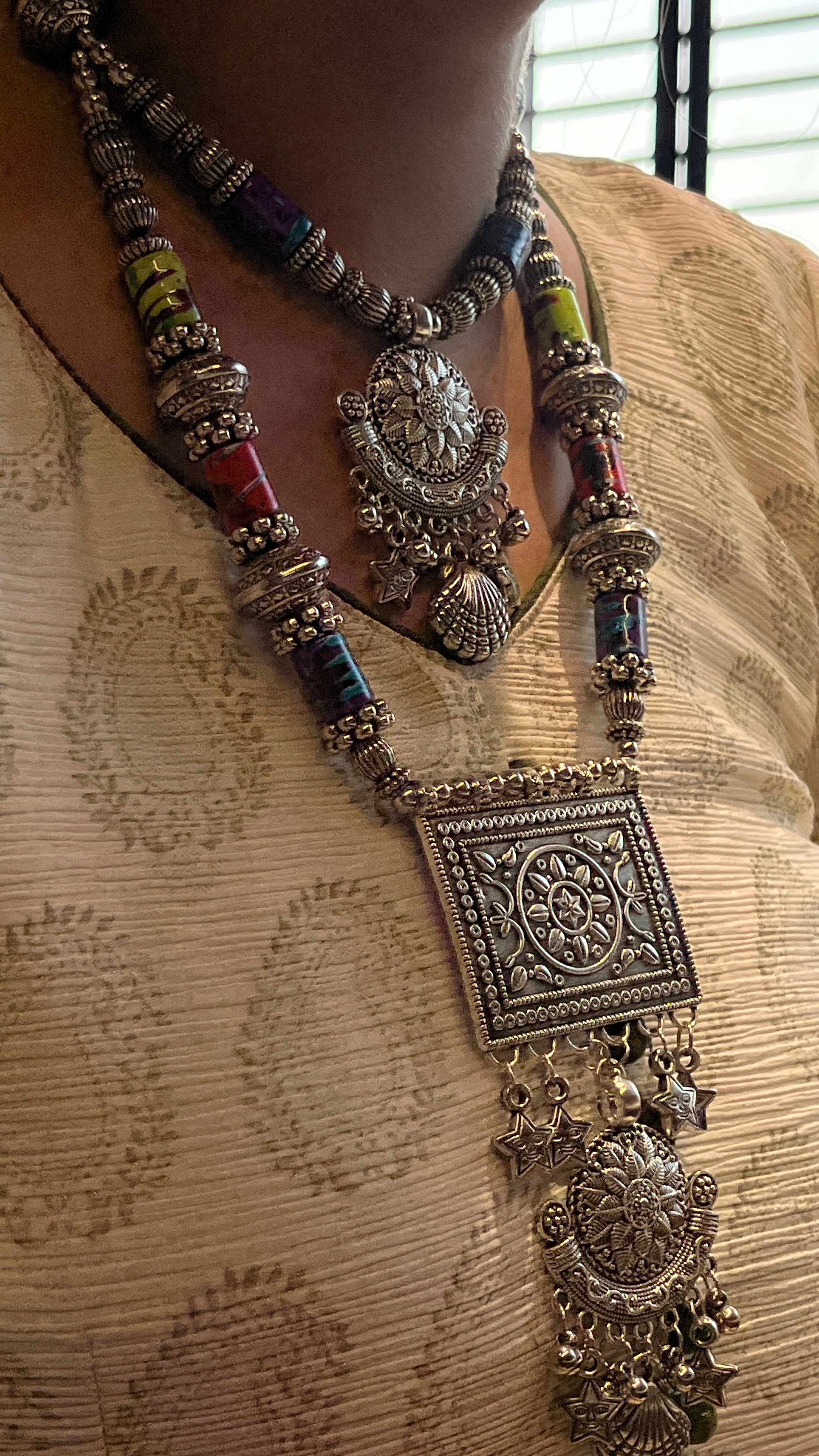 Vanya Gujarati Oxidised Jewellery Set with Earrings – Ethnic Navratri Look