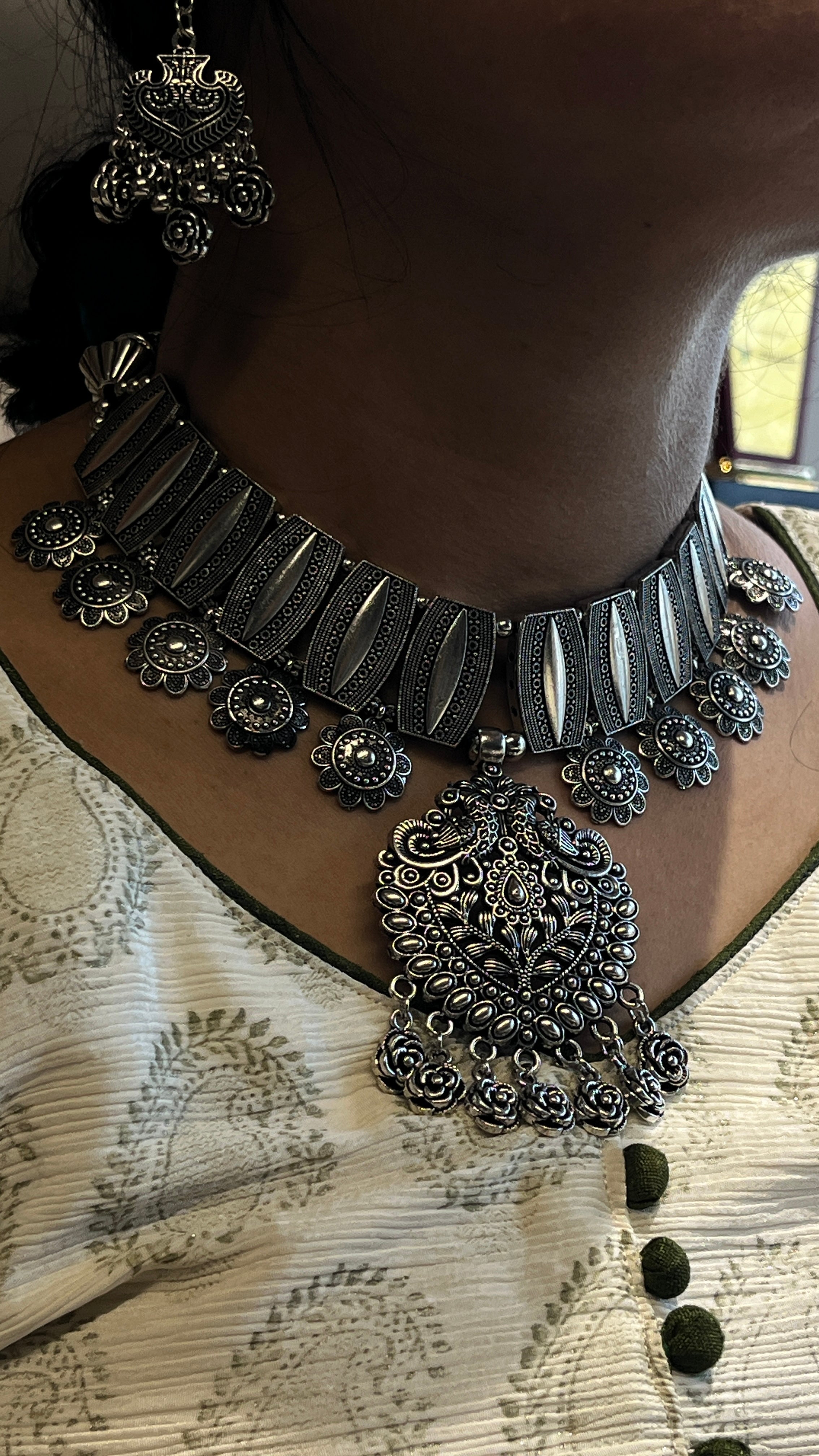 Simran Oxidised Ethnic Navratri Jewellery Set with Earrings