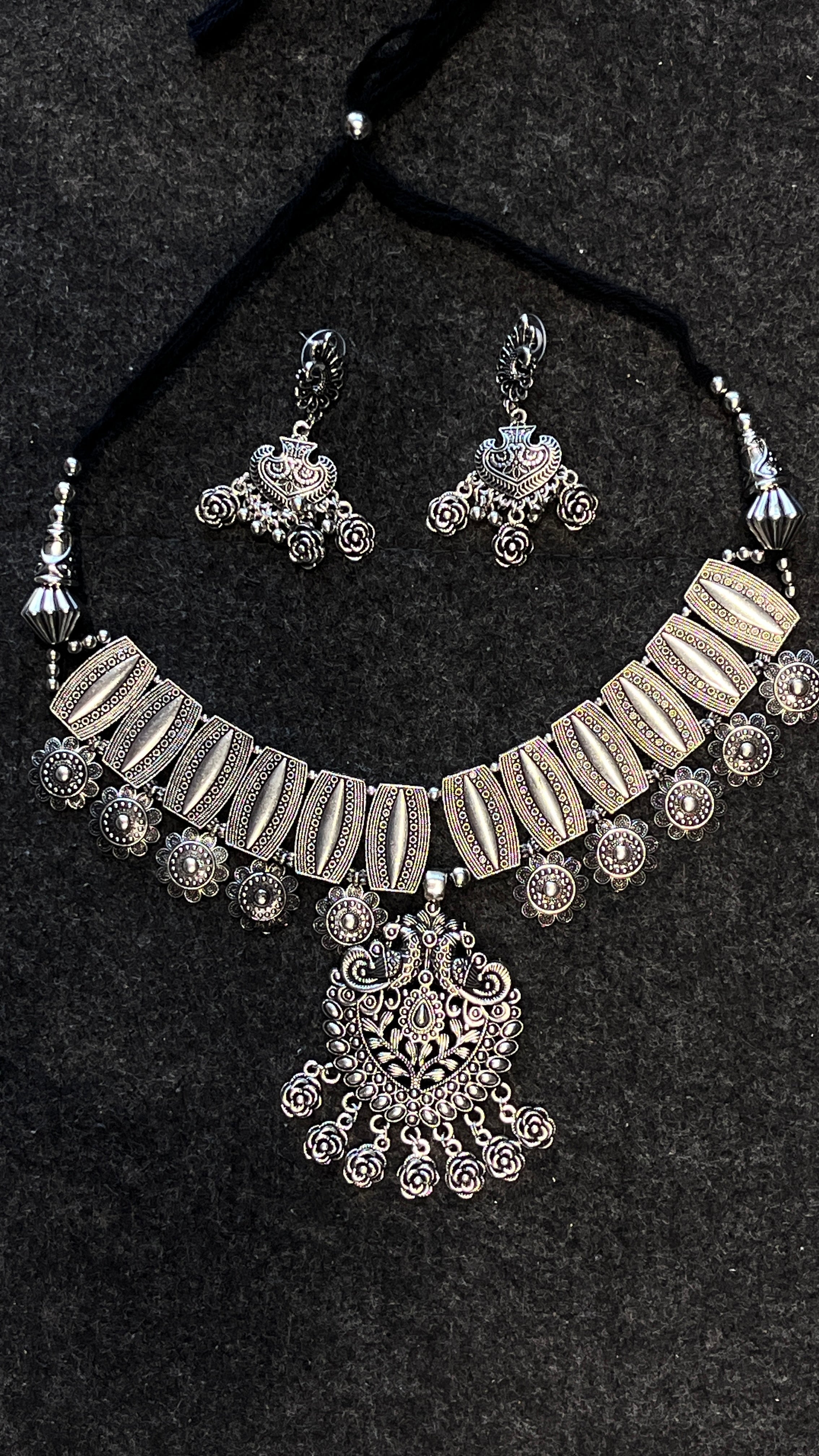 Simran Oxidised Ethnic Navratri Jewellery Set with Earrings