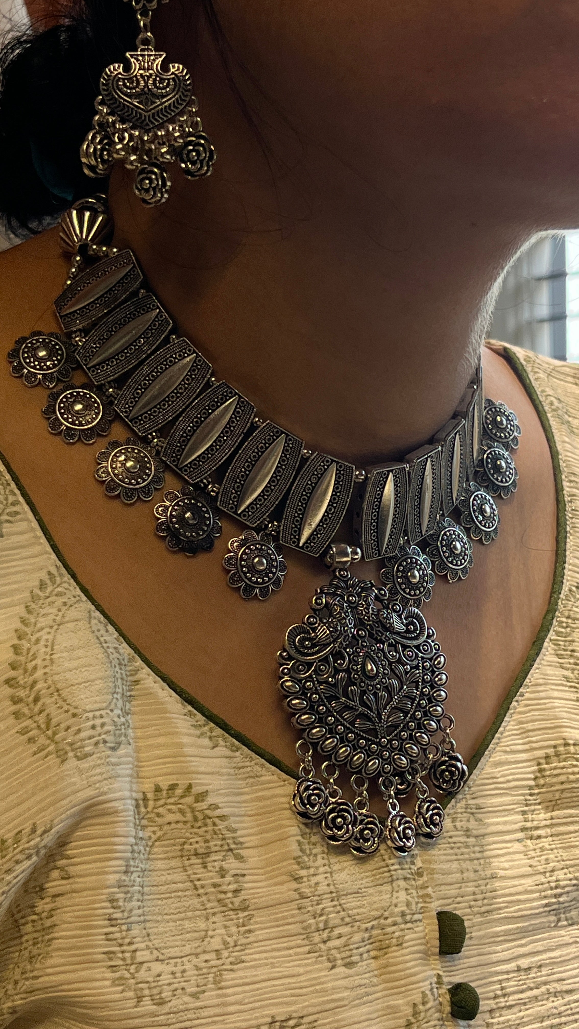 Simran Oxidised Ethnic Navratri Jewellery Set with Earrings