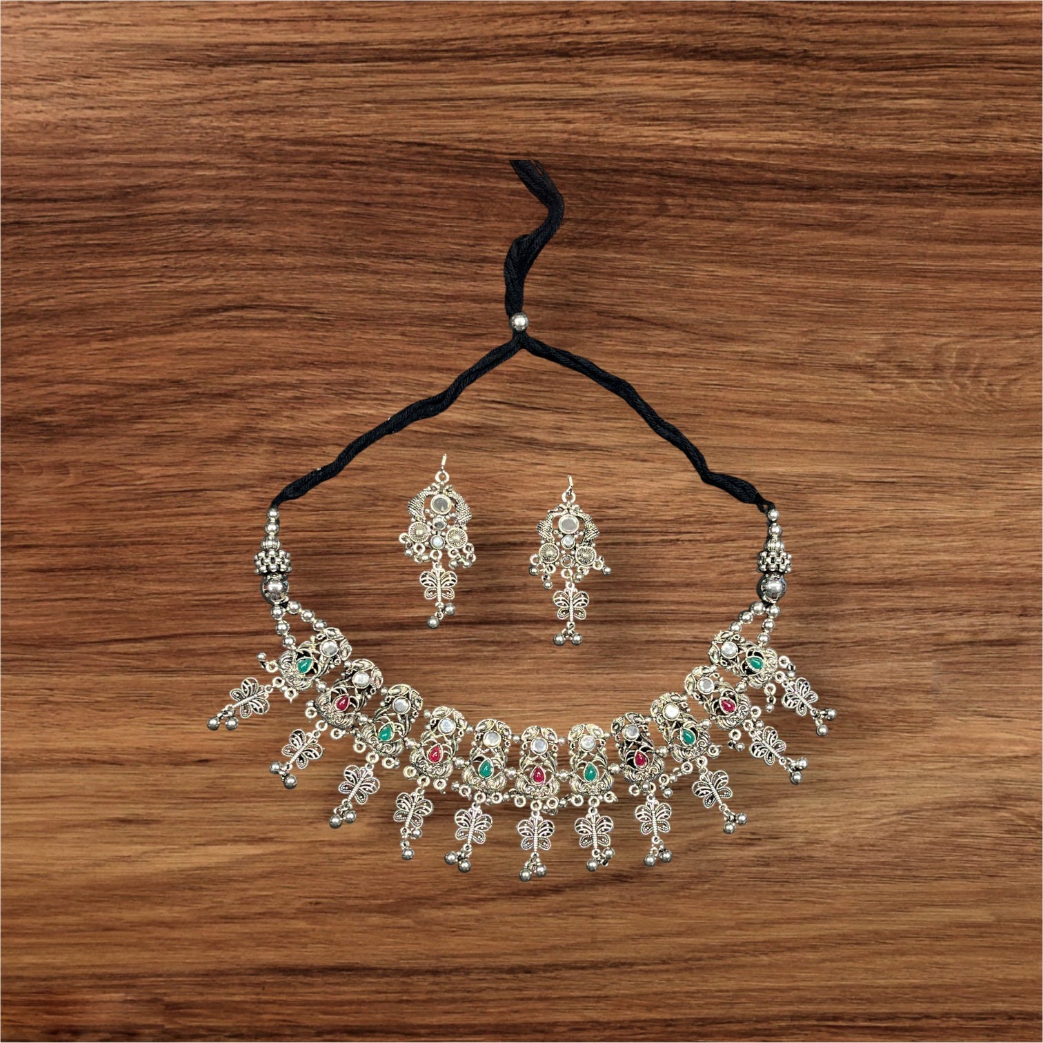 Anaya Navratri Special Oxidised Garba Jewellery Set – Gujarati Ethnic Earrings Combo