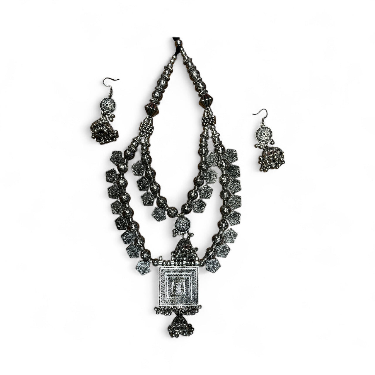 Rupal Oxidised Gujarati Jewellery Set with Earrings – Navratri Ethnic Statement Piece
