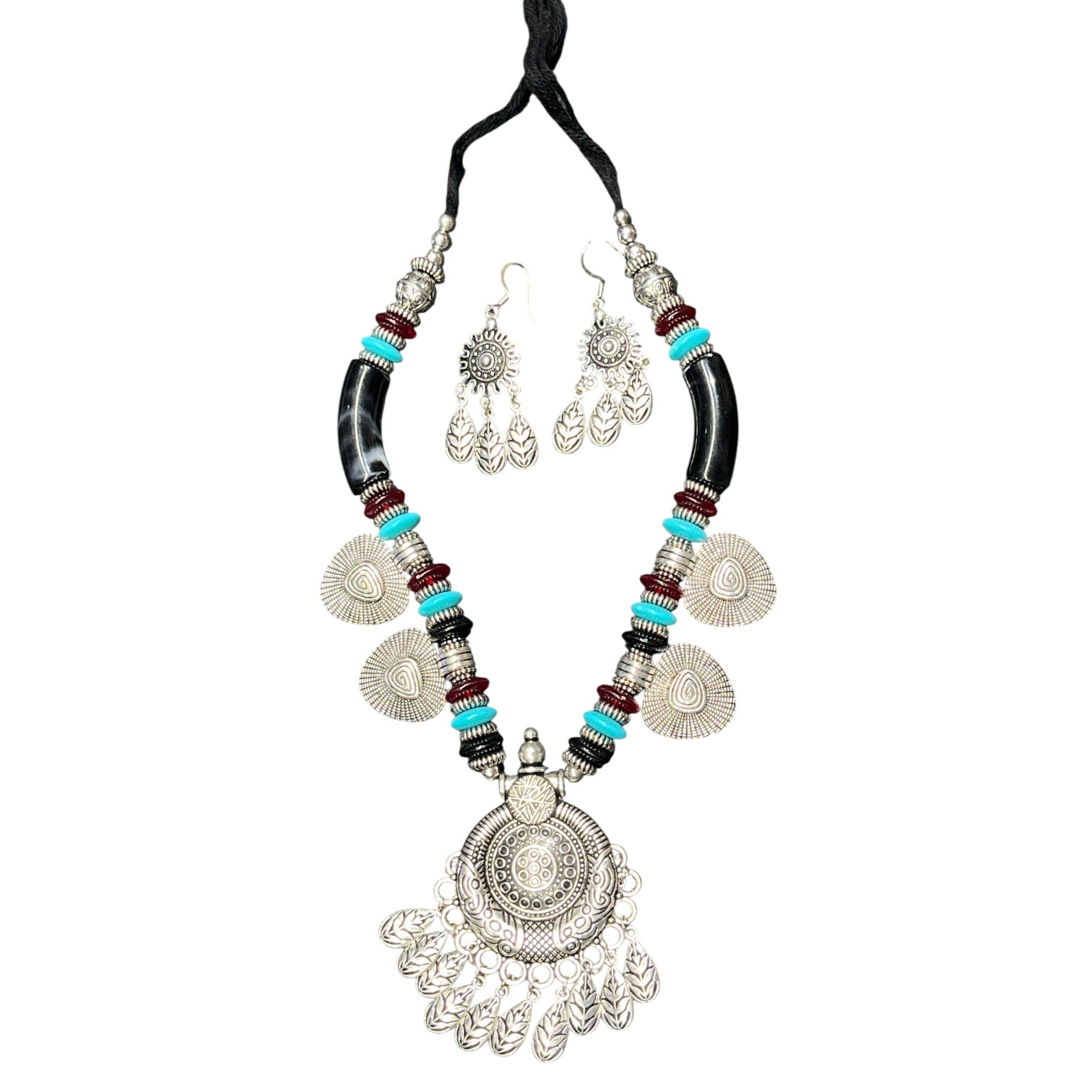 Vaidehi Oxidised Gujarati Jewellery Set – Navratri Garba Ethnic Earrings Combo