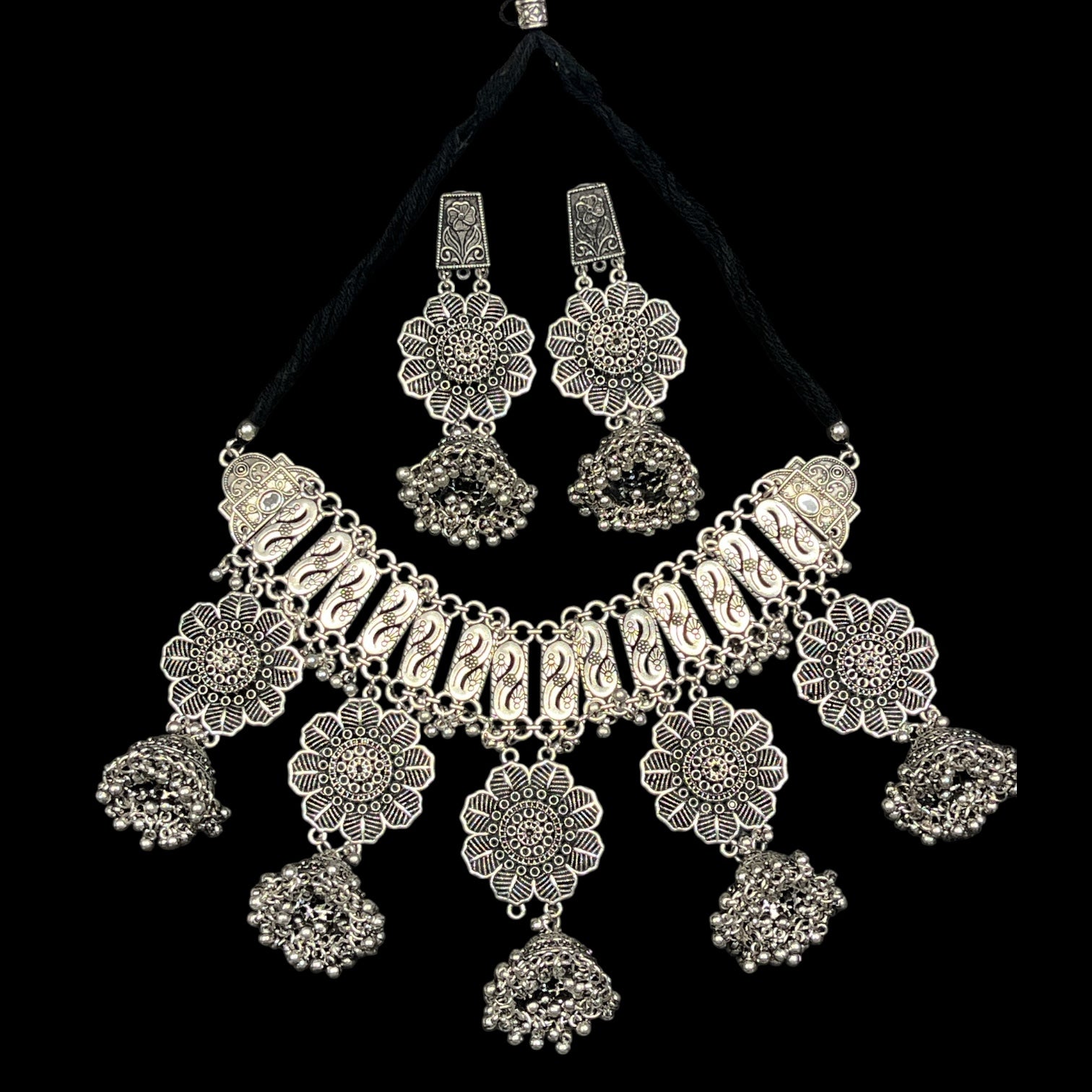 Neha Gujarati Oxidised Ethnic Jewellery Set – Navratri Garba Traditional Style