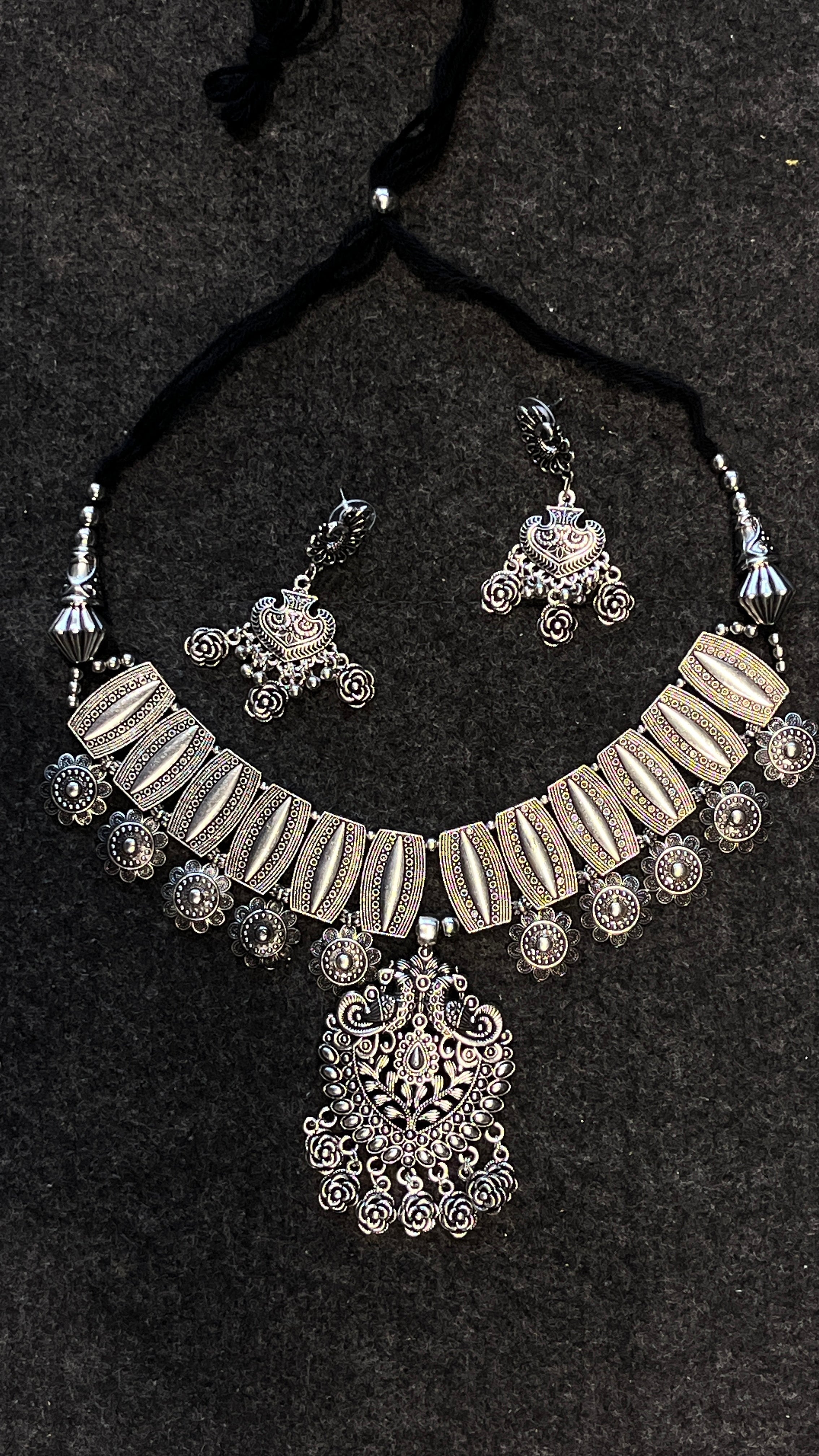 Simran Oxidised Ethnic Navratri Jewellery Set with Earrings