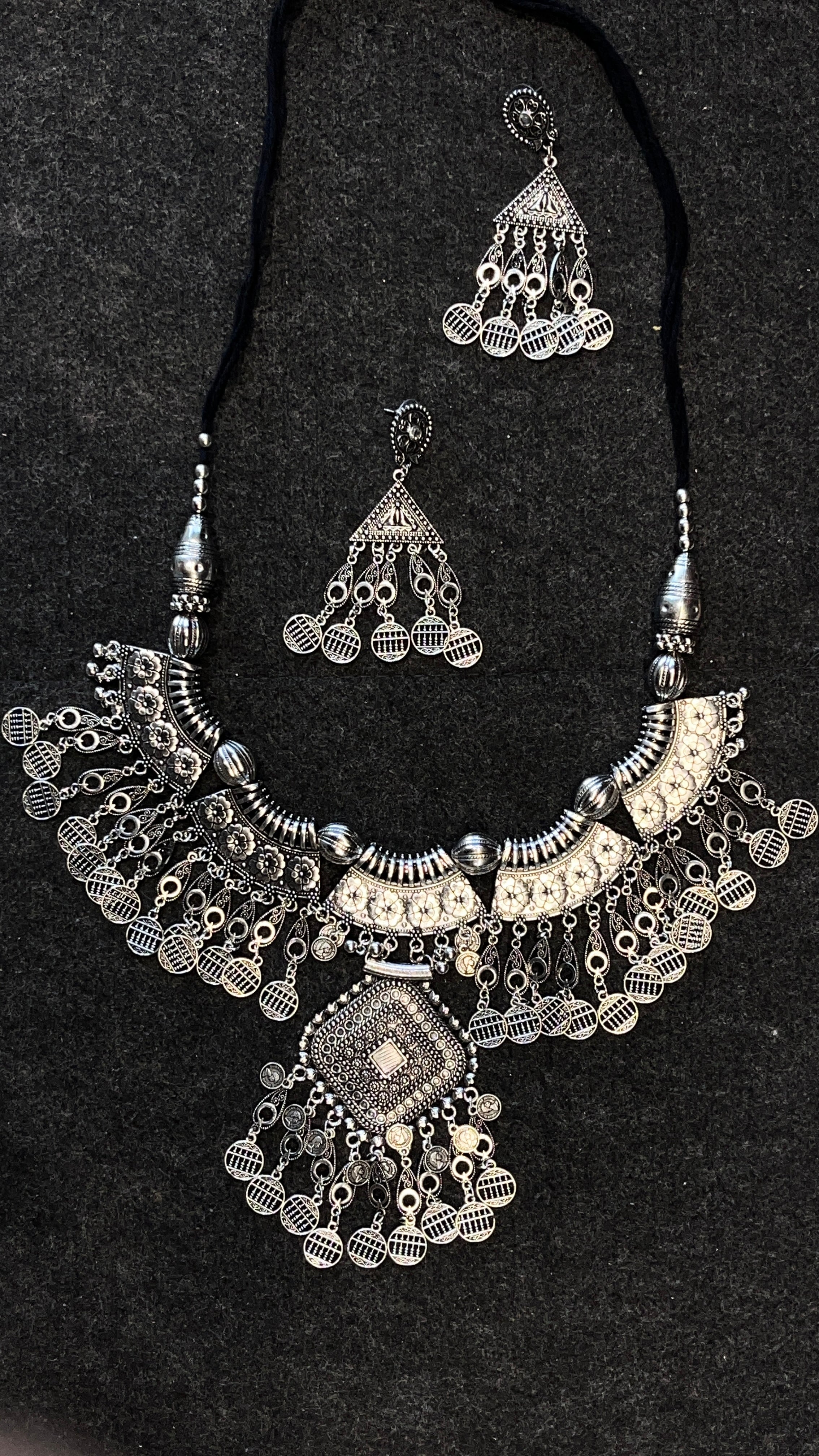 Myra Oxidised Ethnic Jewellery Set with Earrings – Navratri & Garba Nights