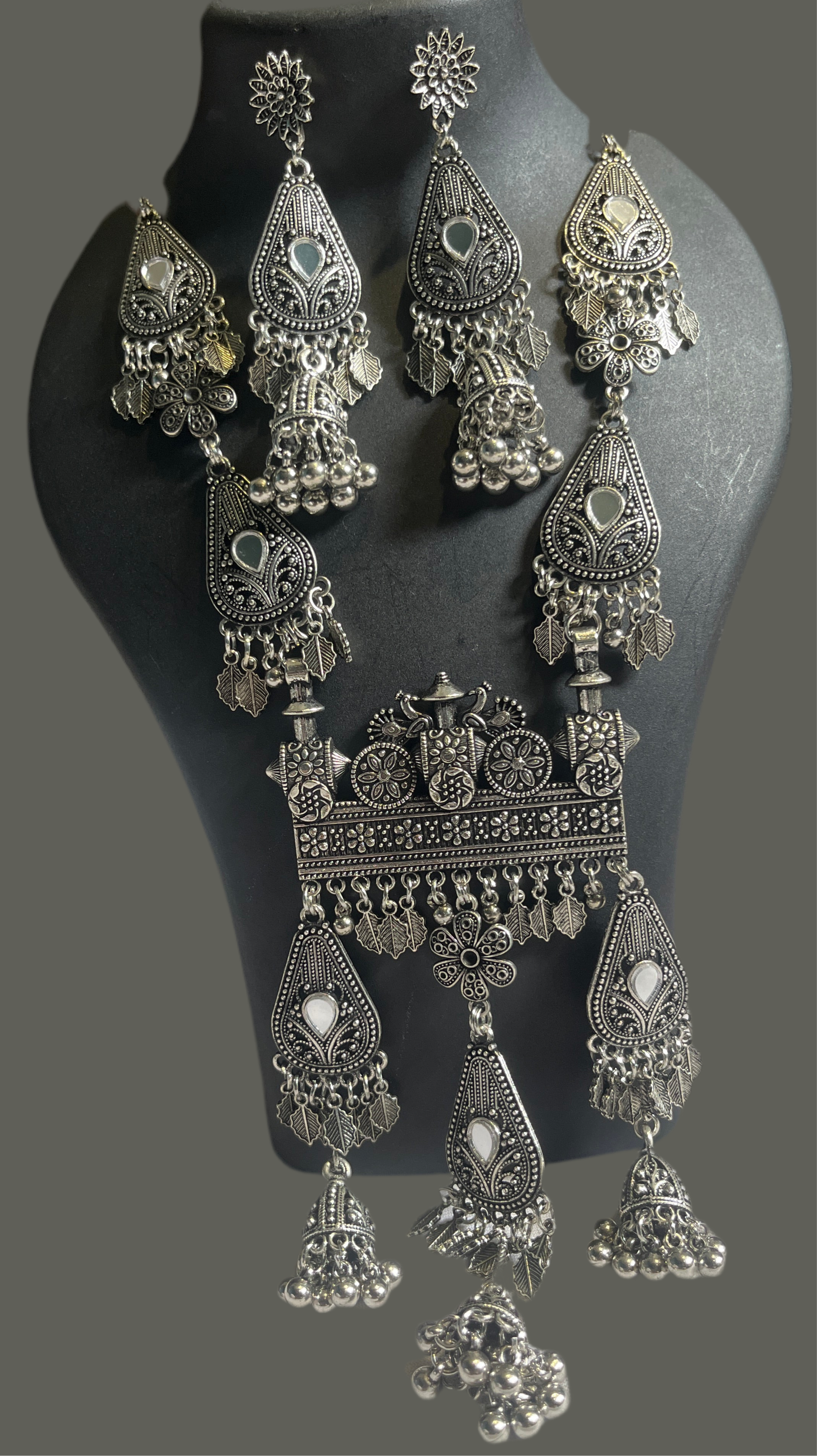 Ritika Oxidised Gujarati Jewellery Set with Earrings – Navratri Ethnic Collection