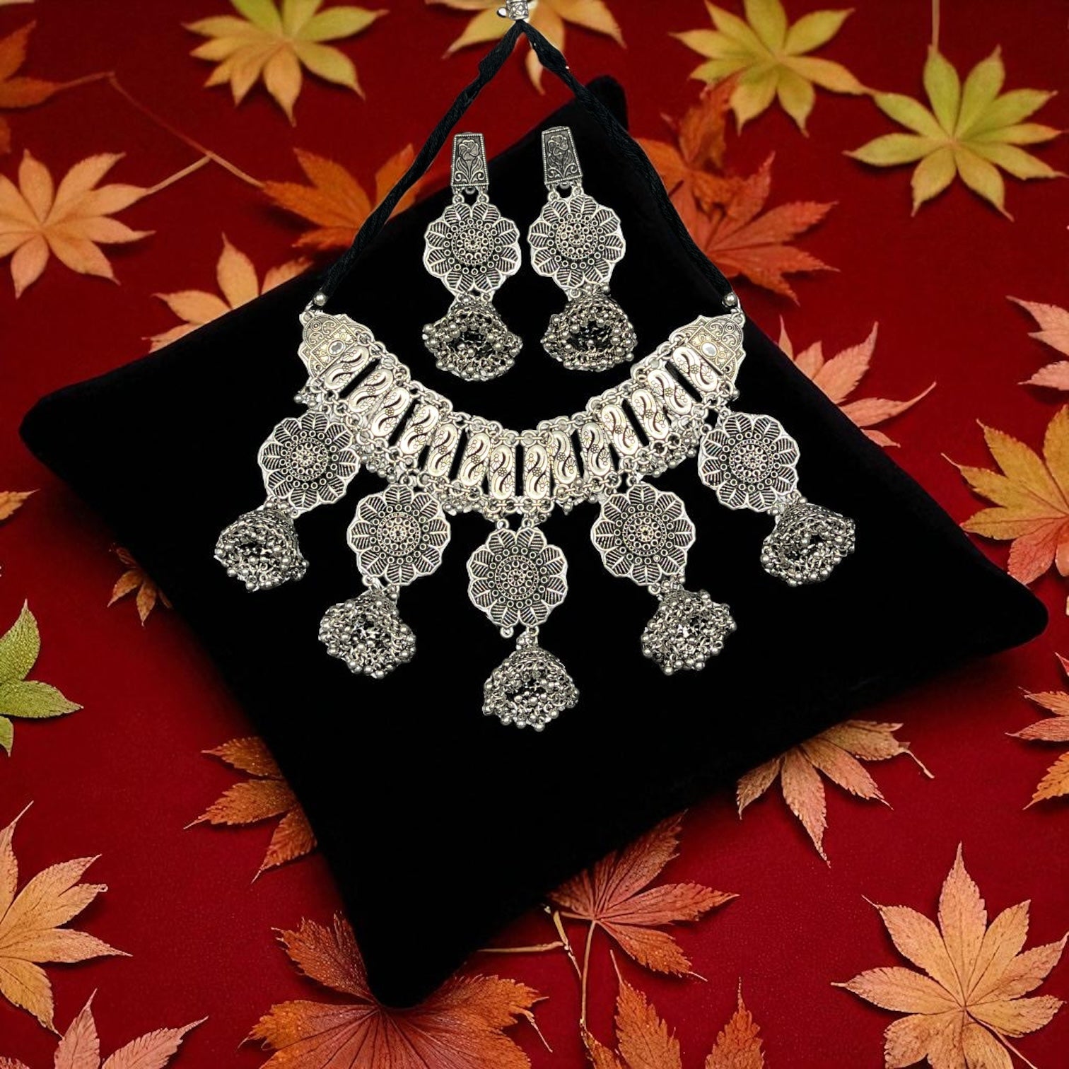 Neha Gujarati Oxidised Ethnic Jewellery Set – Navratri Garba Traditional Style