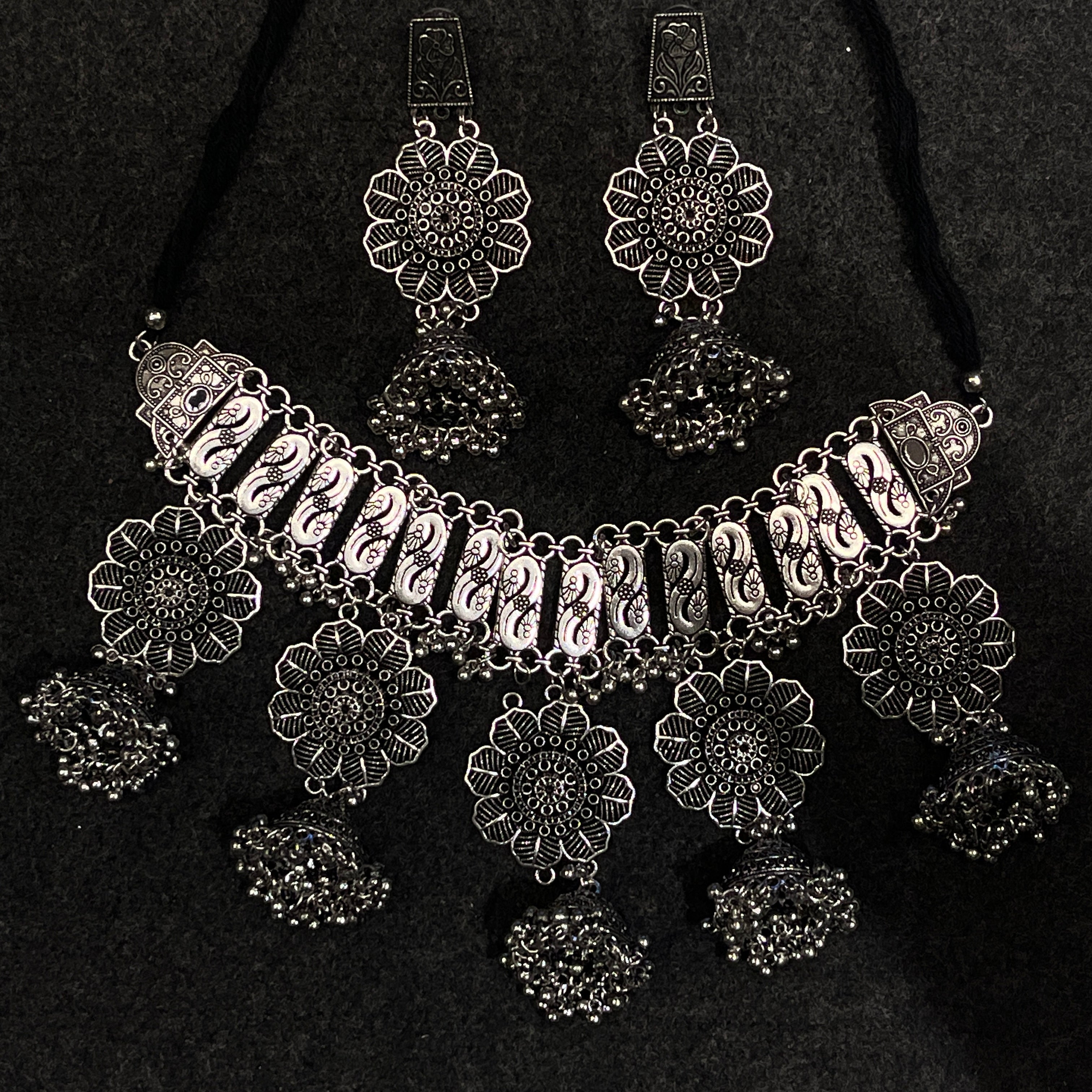 Neha Gujarati Oxidised Ethnic Jewellery Set – Navratri Garba Traditional Style