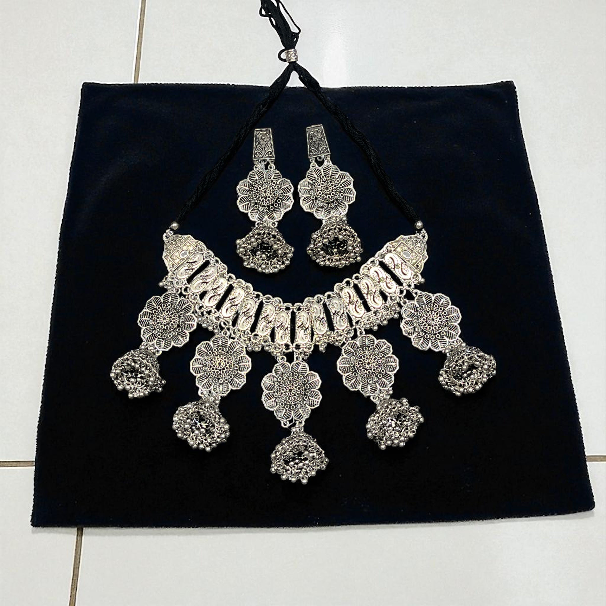 Neha Gujarati Oxidised Ethnic Jewellery Set – Navratri Garba Traditional Style