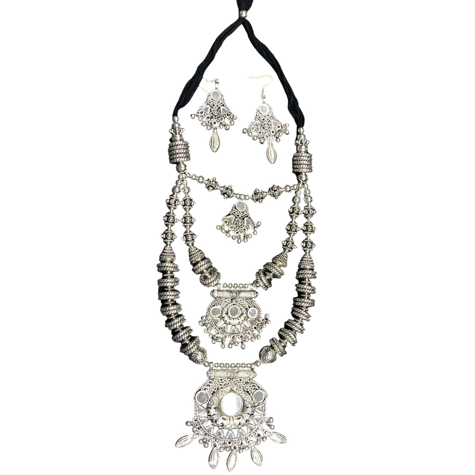 Pari Oxidised Traditional Jewellery triple layer Set – Navratri Garba Gujarati Ethnic Look