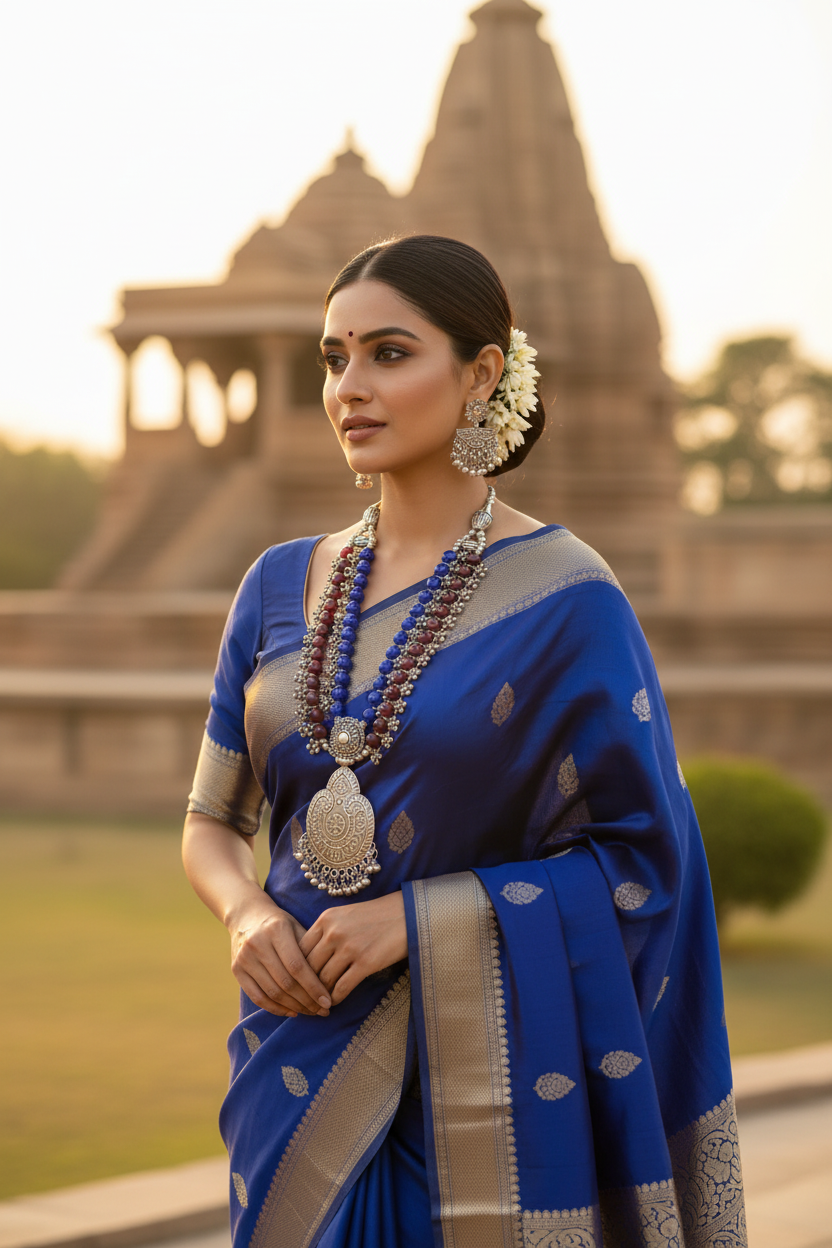Priya Oxidised Beaded Long Necklace Set – Multi-colour Strand Tribal Jewellery with Earrings